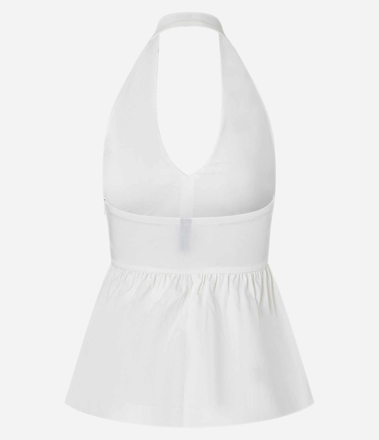 Top Peplum Frente Único Corsetado em Bengaline Branco 5