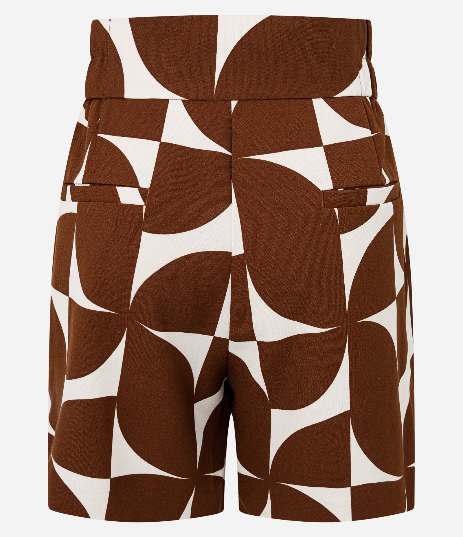 Short em Alfaiataria com Estampa Geométrica Marrom 2