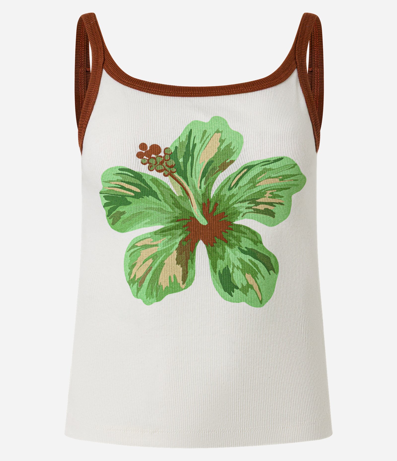 Regata com Viés Contrastante e Estampa Hibisco Bege 6