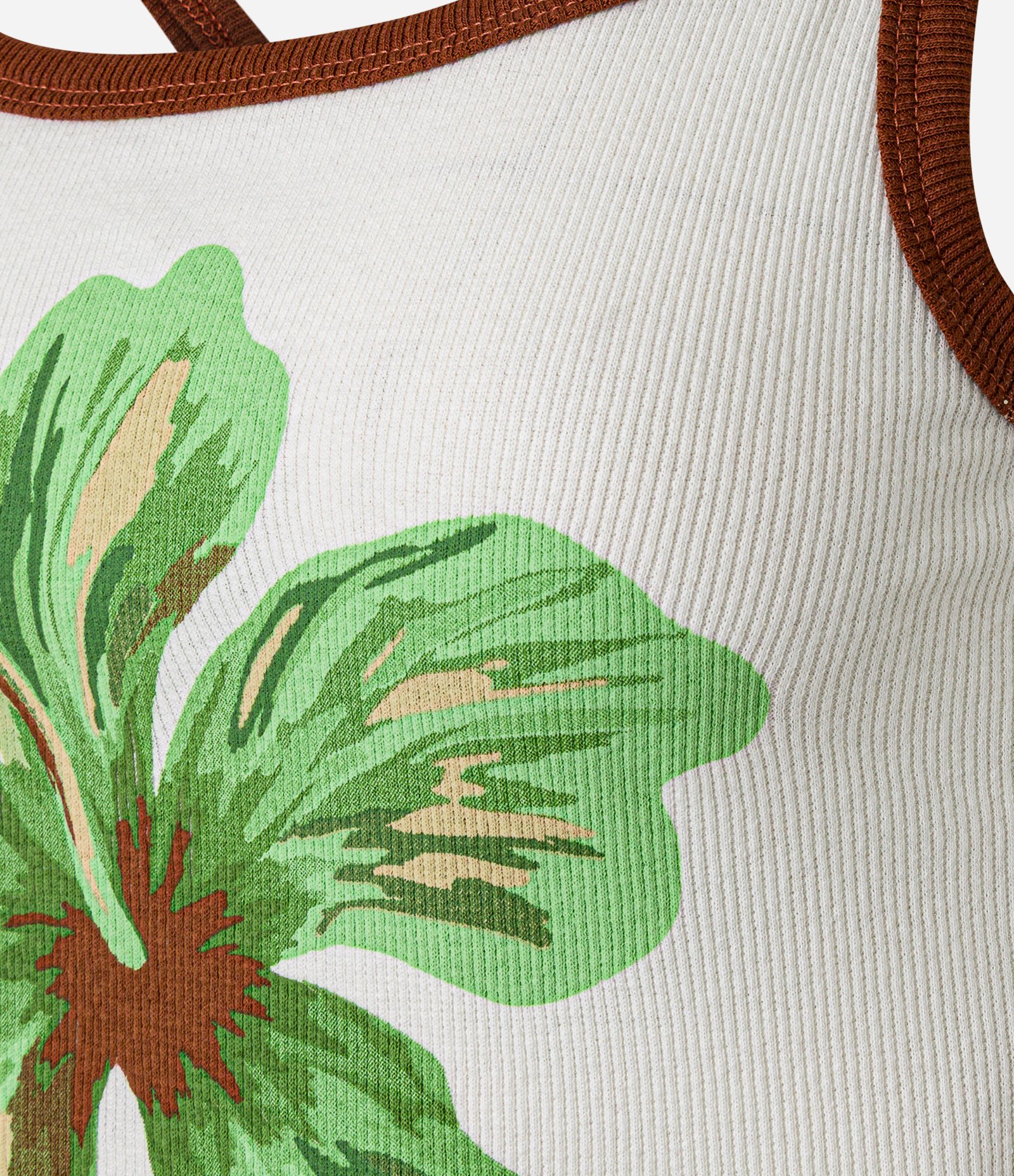 Regata com Viés Contrastante e Estampa Hibisco Bege 7