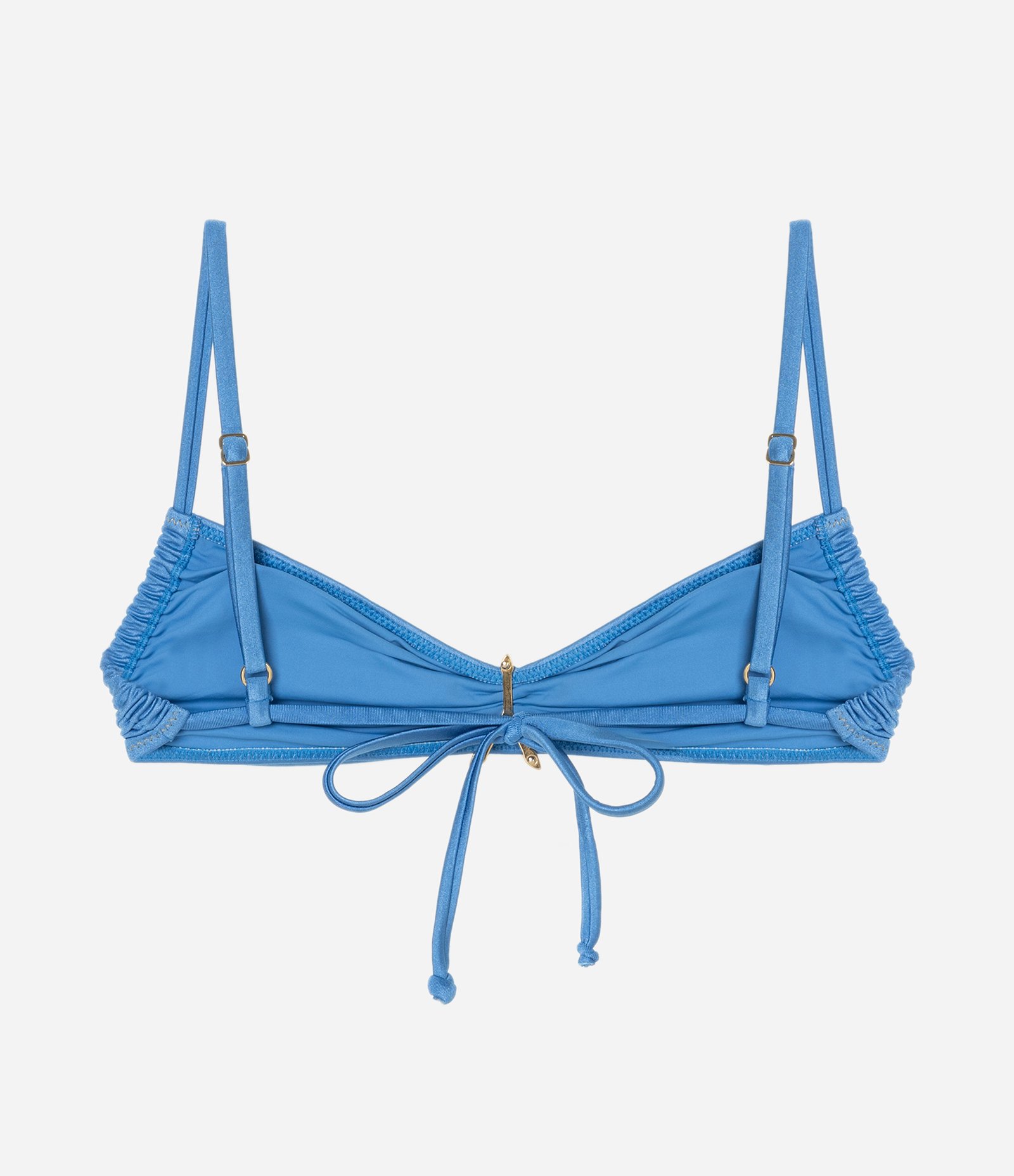 Biquíni Top em Microfibra Brilhante com Lateral Franzida e Aviamento de Estrela Azul 8
