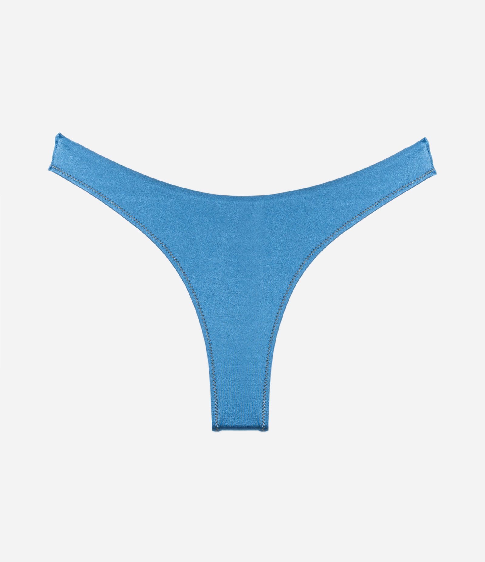 Biquíni Calcinha Asa Delta em Microfibra Brilhante com Costura Zigzag Azul 5