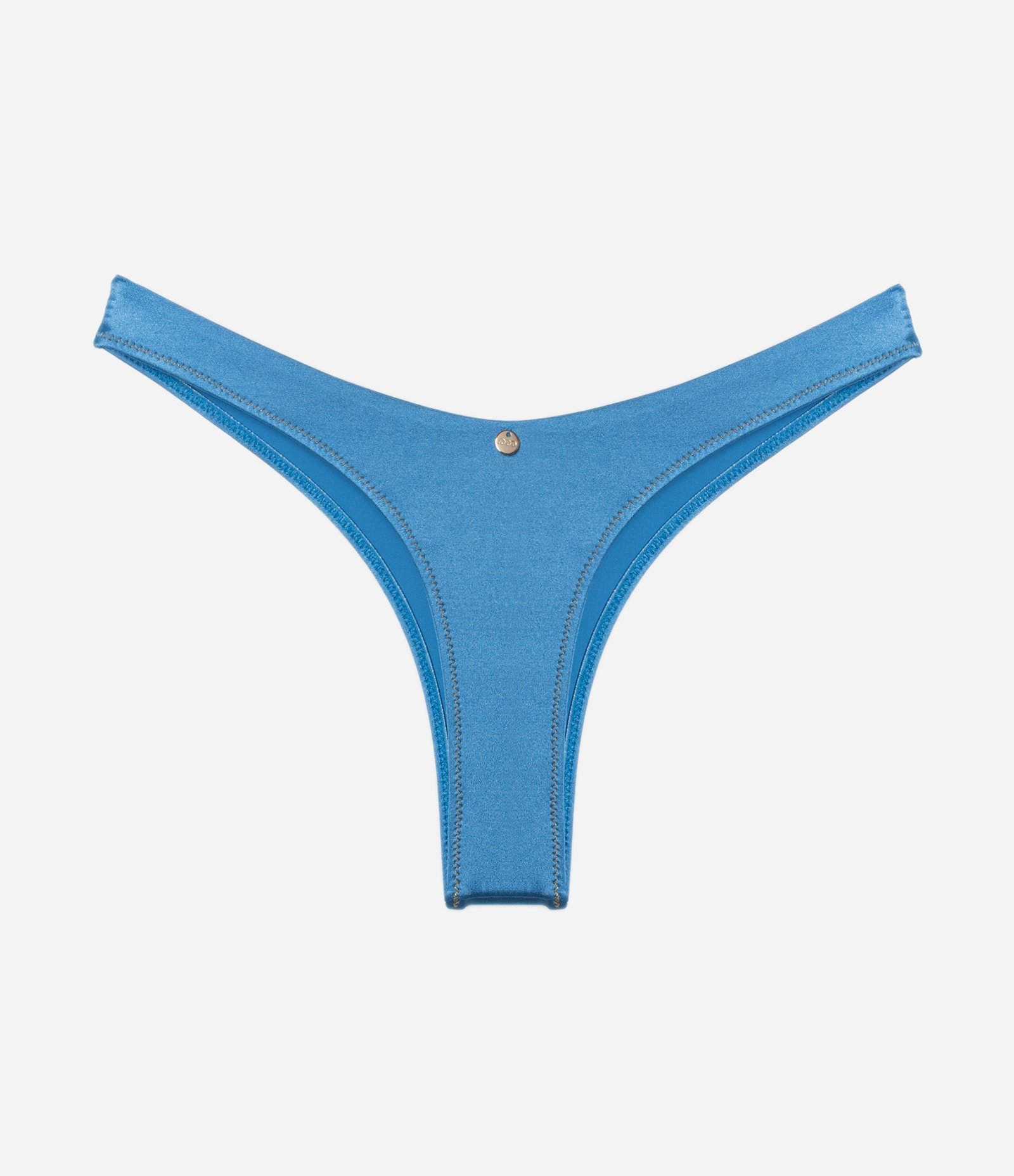 Biquíni Calcinha Asa Delta em Microfibra Brilhante com Costura Zigzag Azul 6