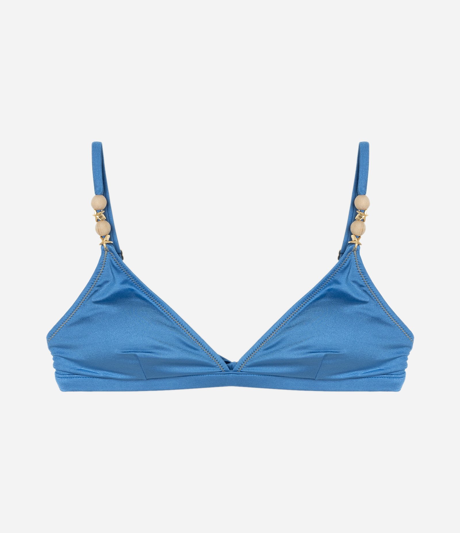 Biquíni Top Triangulo Fixo em Microfibra Brilhante com Aviamentos nas Alças Azul 5