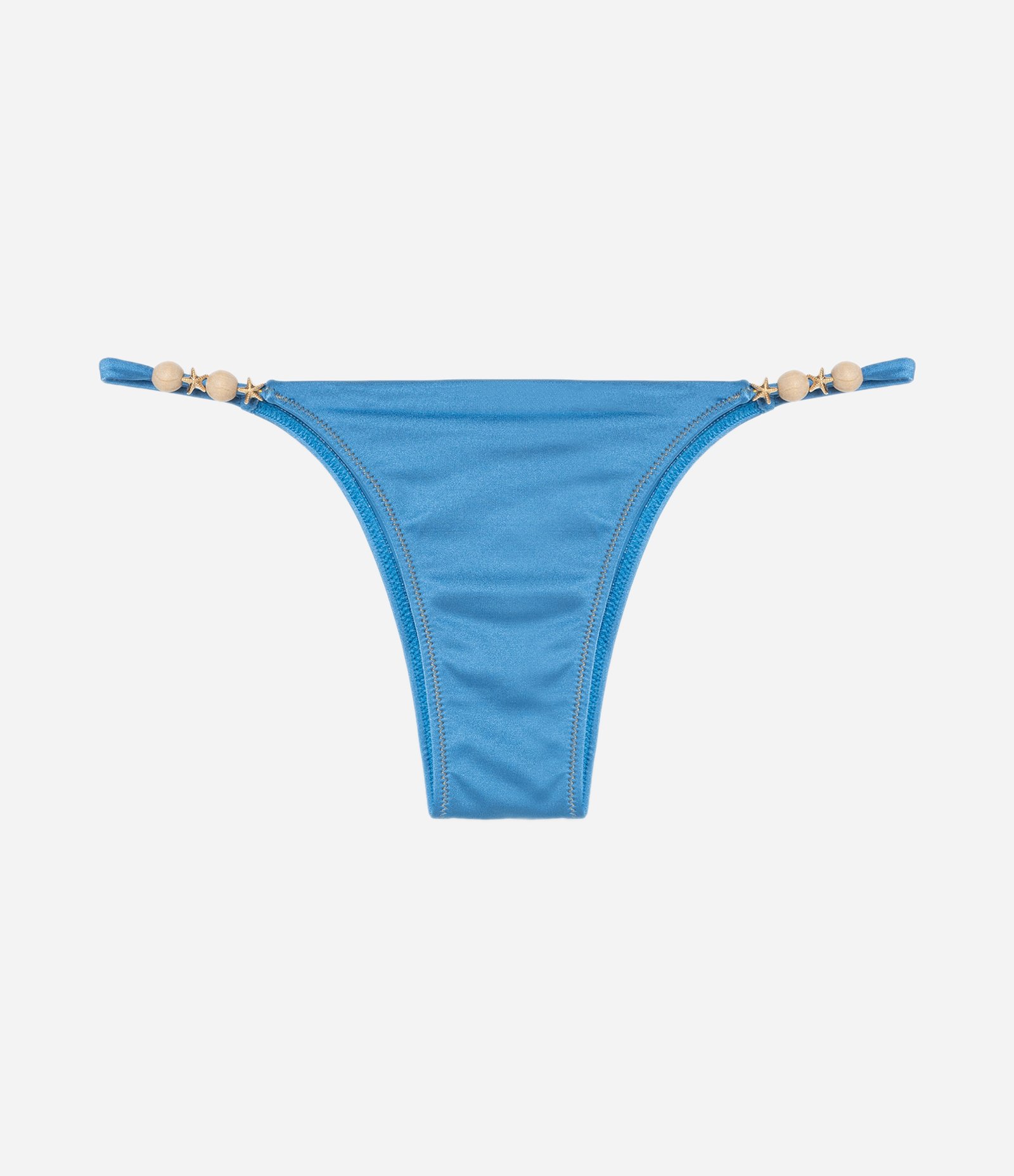 Biquíni Calcinha String em Microfibra Brilhosa com Aviamento de Estrelinha Azul 5
