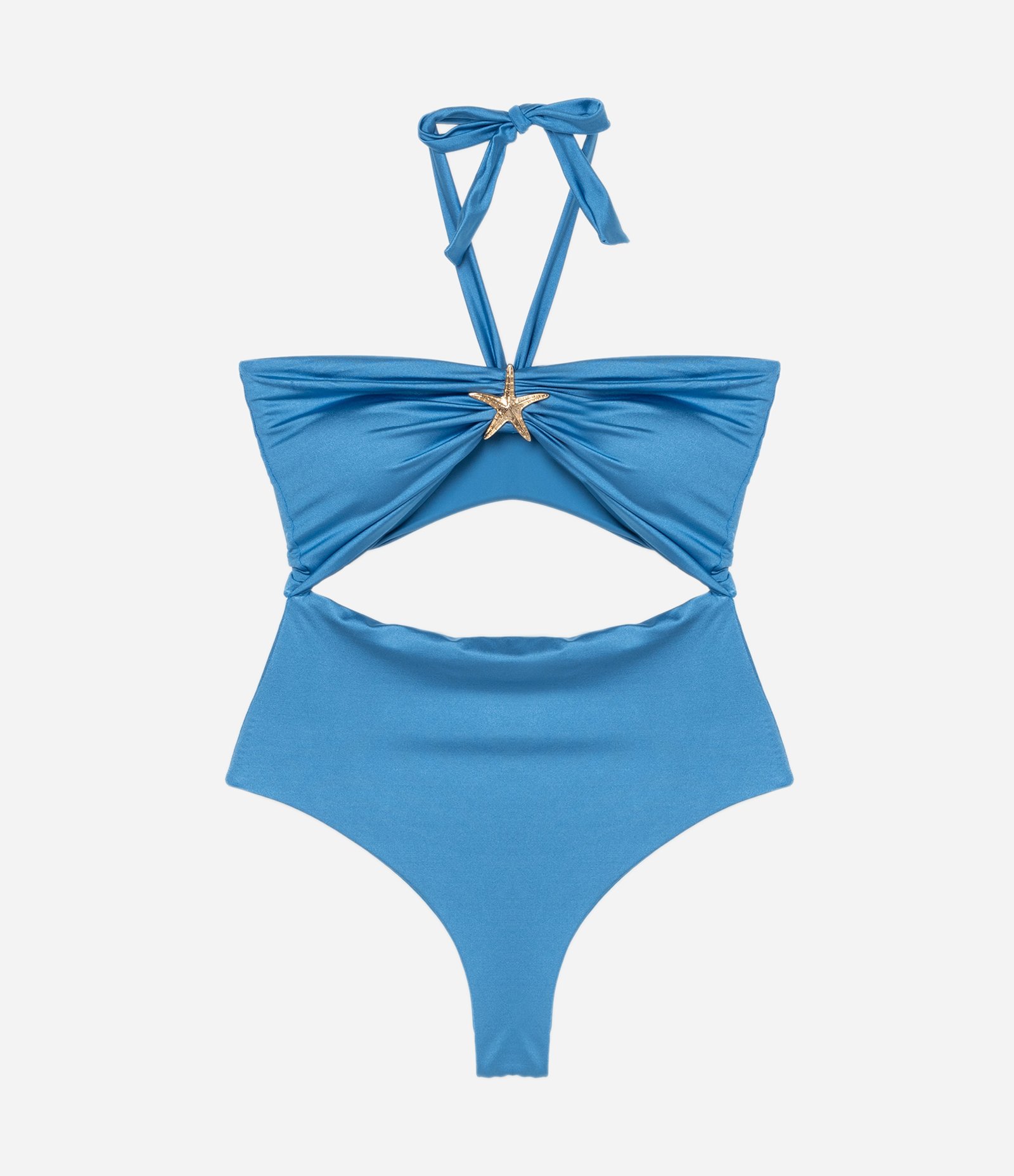 Maiô em Microfibra Brilhante com Vazado e Aviamento de Estrela Azul 5