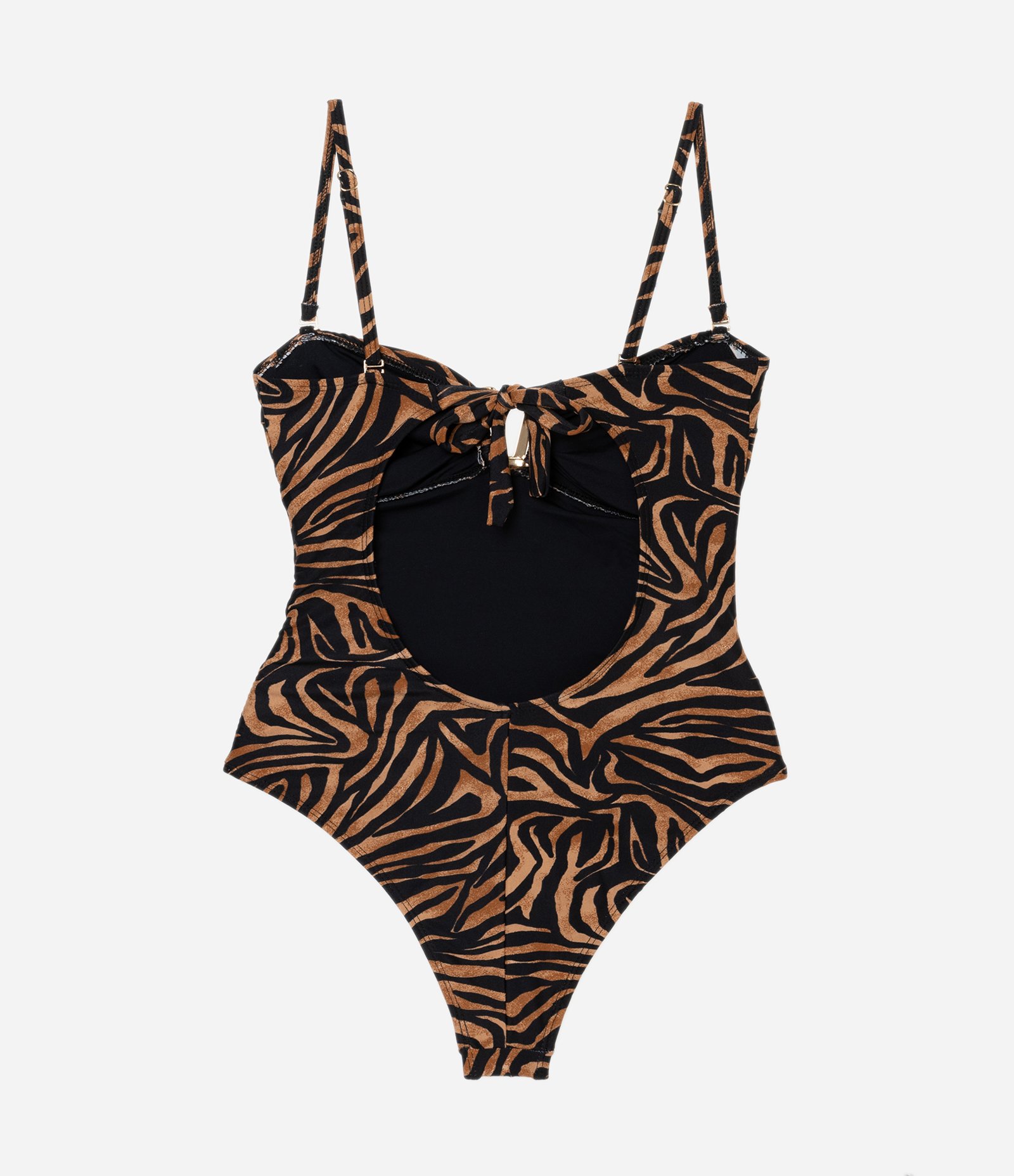 Maiô Bandeau com Estampa Animal Print Zebrado e Alças Removíveis Marrom 6