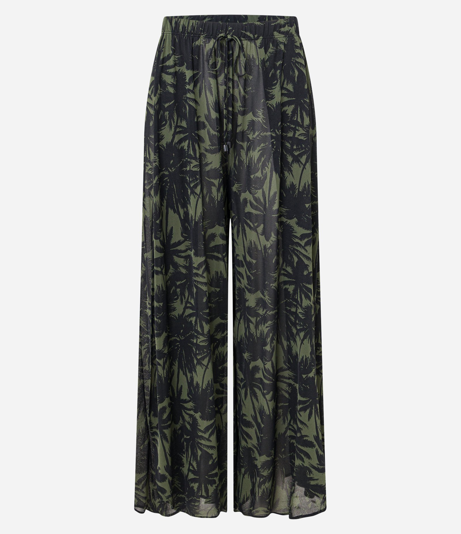 Saída de Praia Calça em Crepe com Estampa de Coqueiros Verde/Preto 5