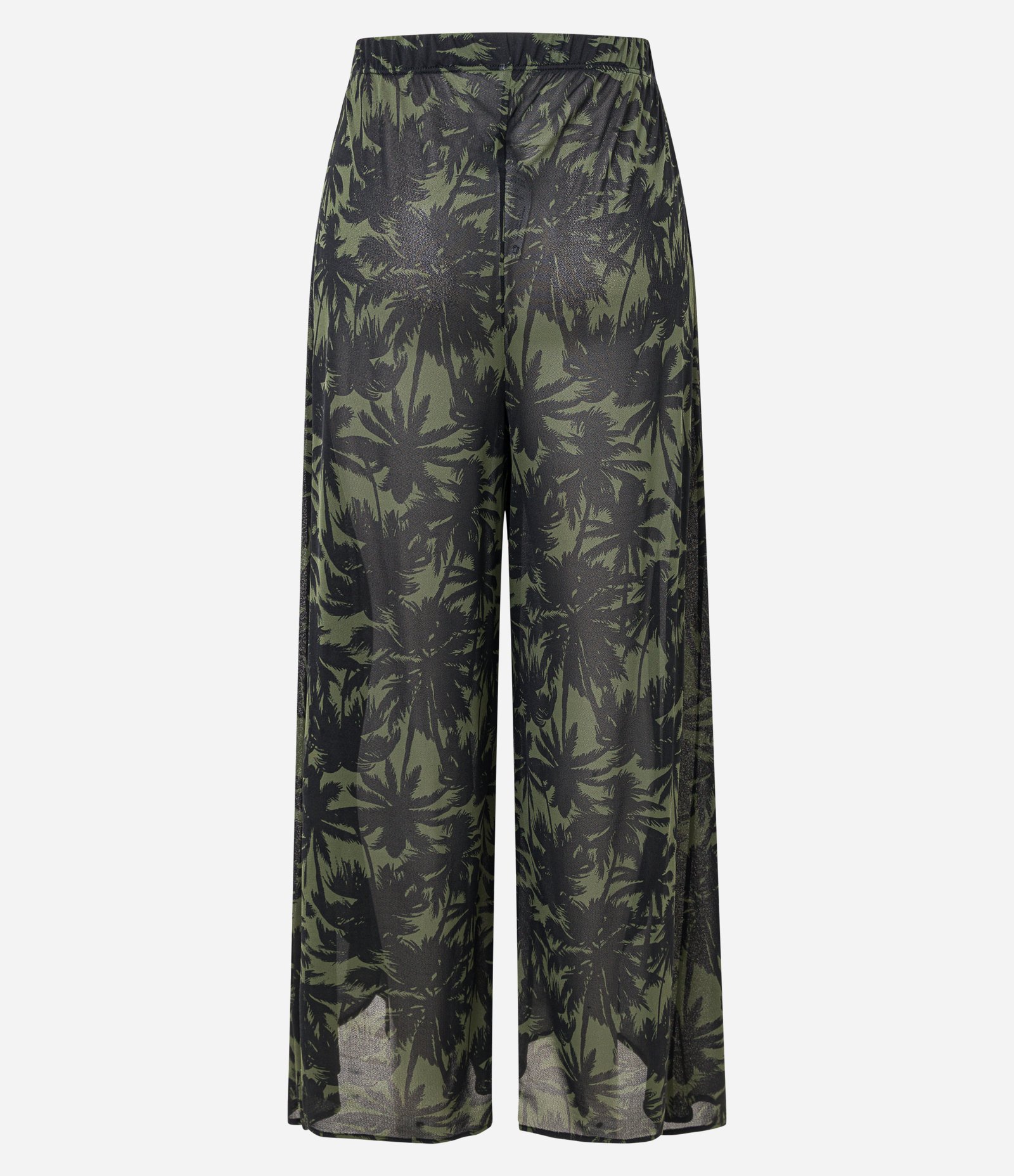 Saída de Praia Calça em Crepe com Estampa de Coqueiros Verde/Preto 6