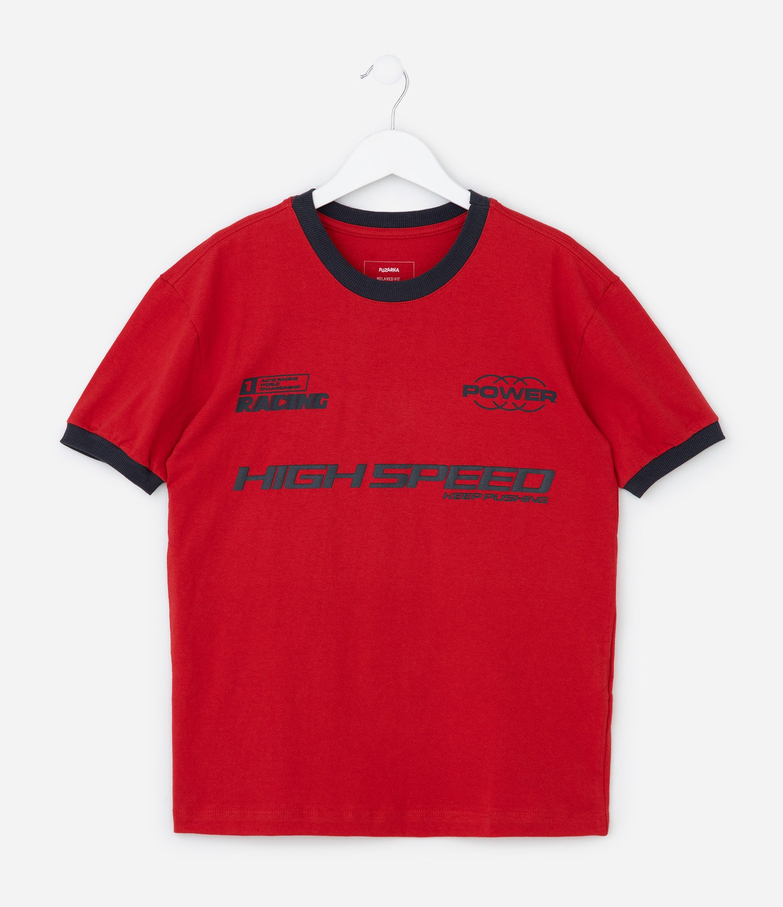 Camiseta Infantil com Estampa Lettering High Speed - Tam 5 a 14 Anos Vermelho 1