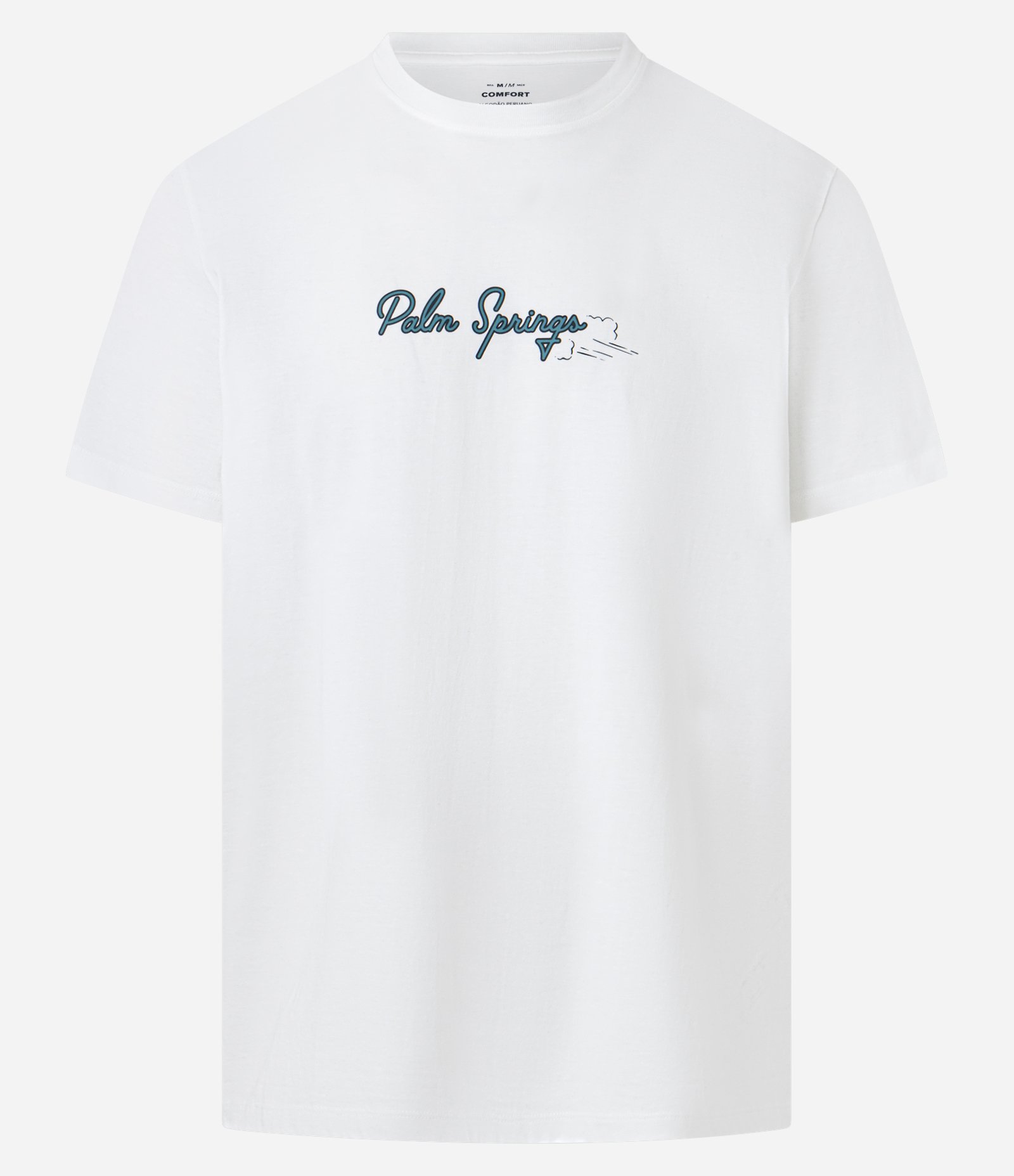Camiseta Comfort em Algodão com Estampa Lettering Branco 1