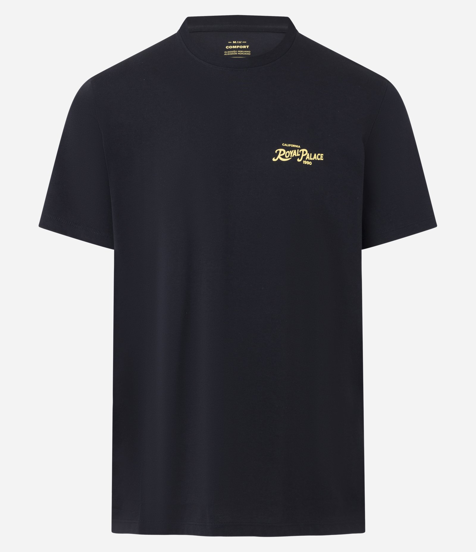 Camiseta Comfort em Algodão com Estampa de Folhagem Royal Palace Preto 1