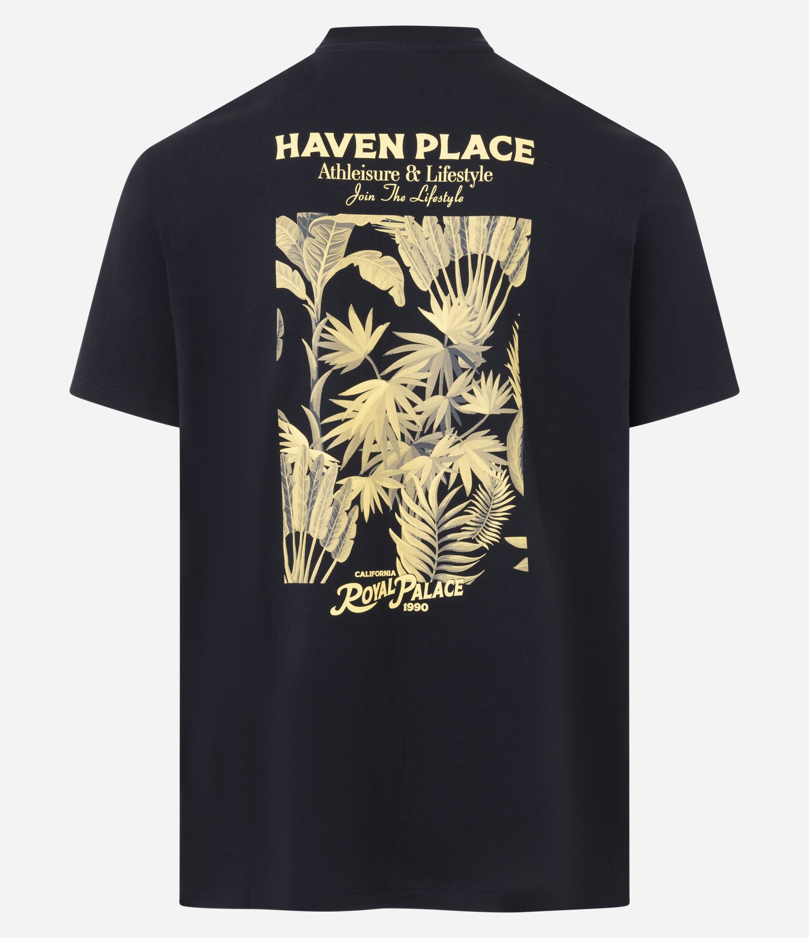Camiseta Comfort em Algodão com Estampa de Folhagem Royal Palace Preto 2