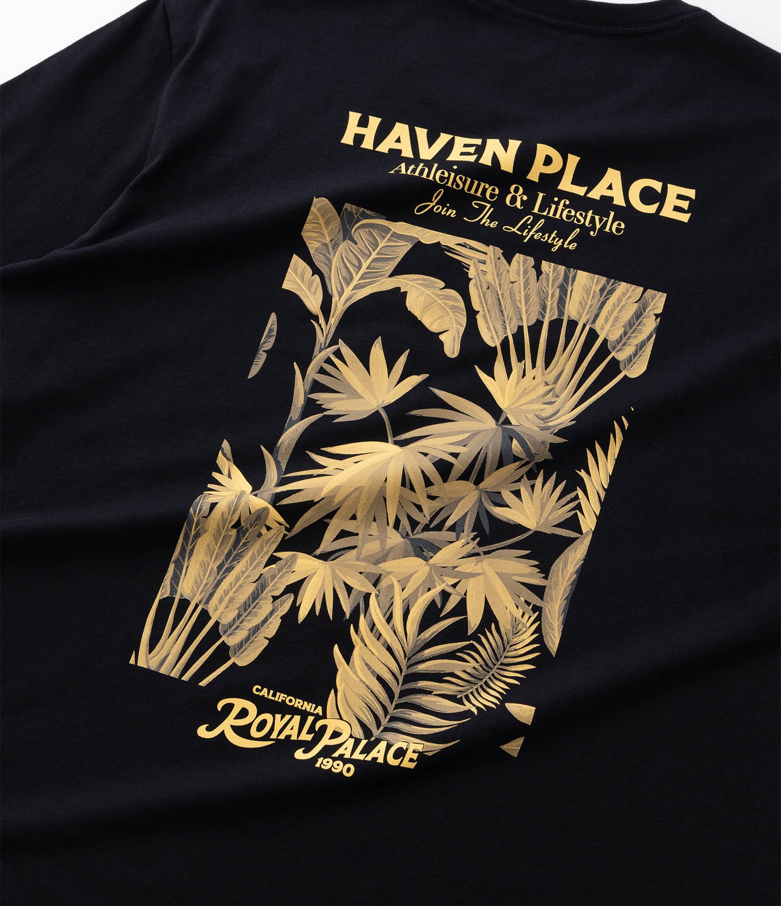 Camiseta Comfort em Algodão com Estampa de Folhagem Royal Palace Preto 5