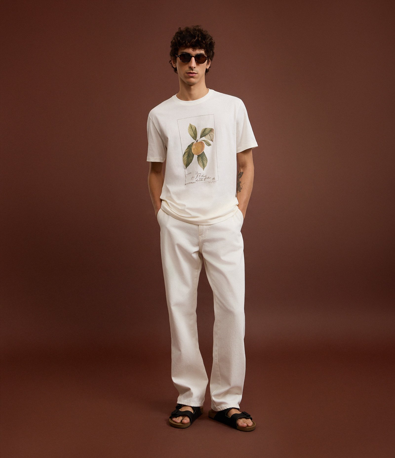 Camiseta em Algodão com Estampa Tropical Fruta Branco 2