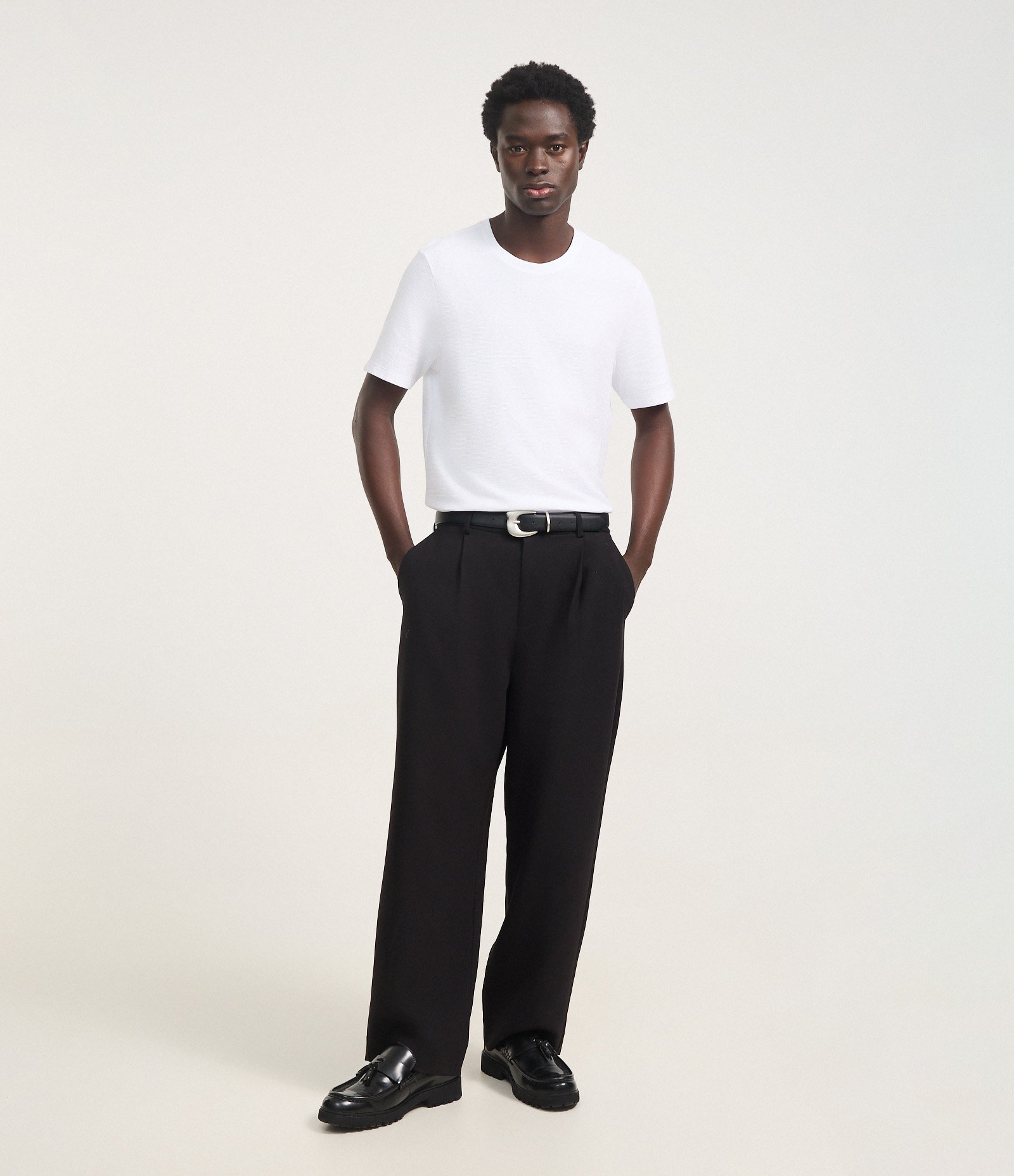 Camiseta Slim em Algodão com Textura Canelada Branco 5