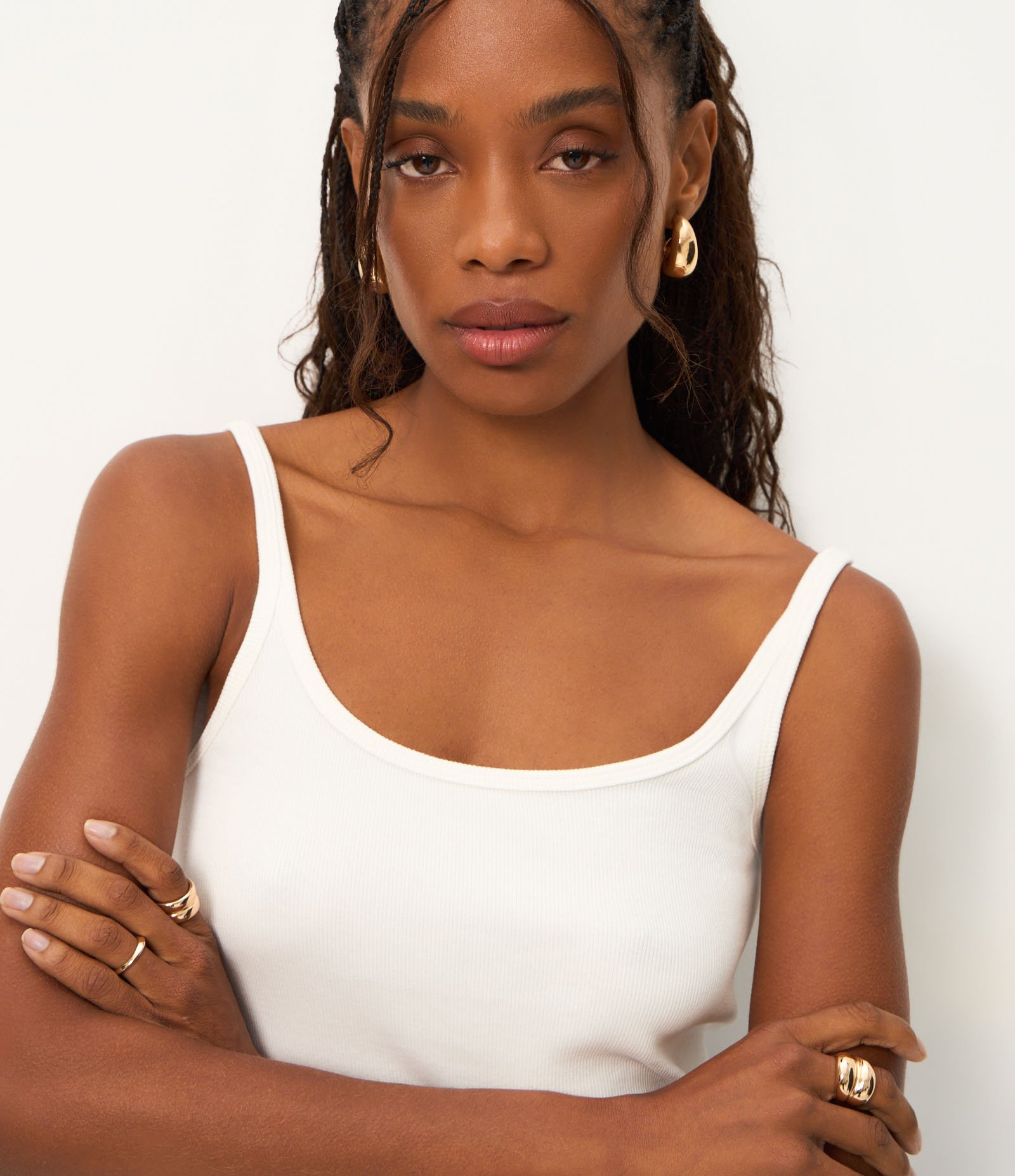 Blusa Canelada em Ribana com Decote U e Alça Fina Branco 3
