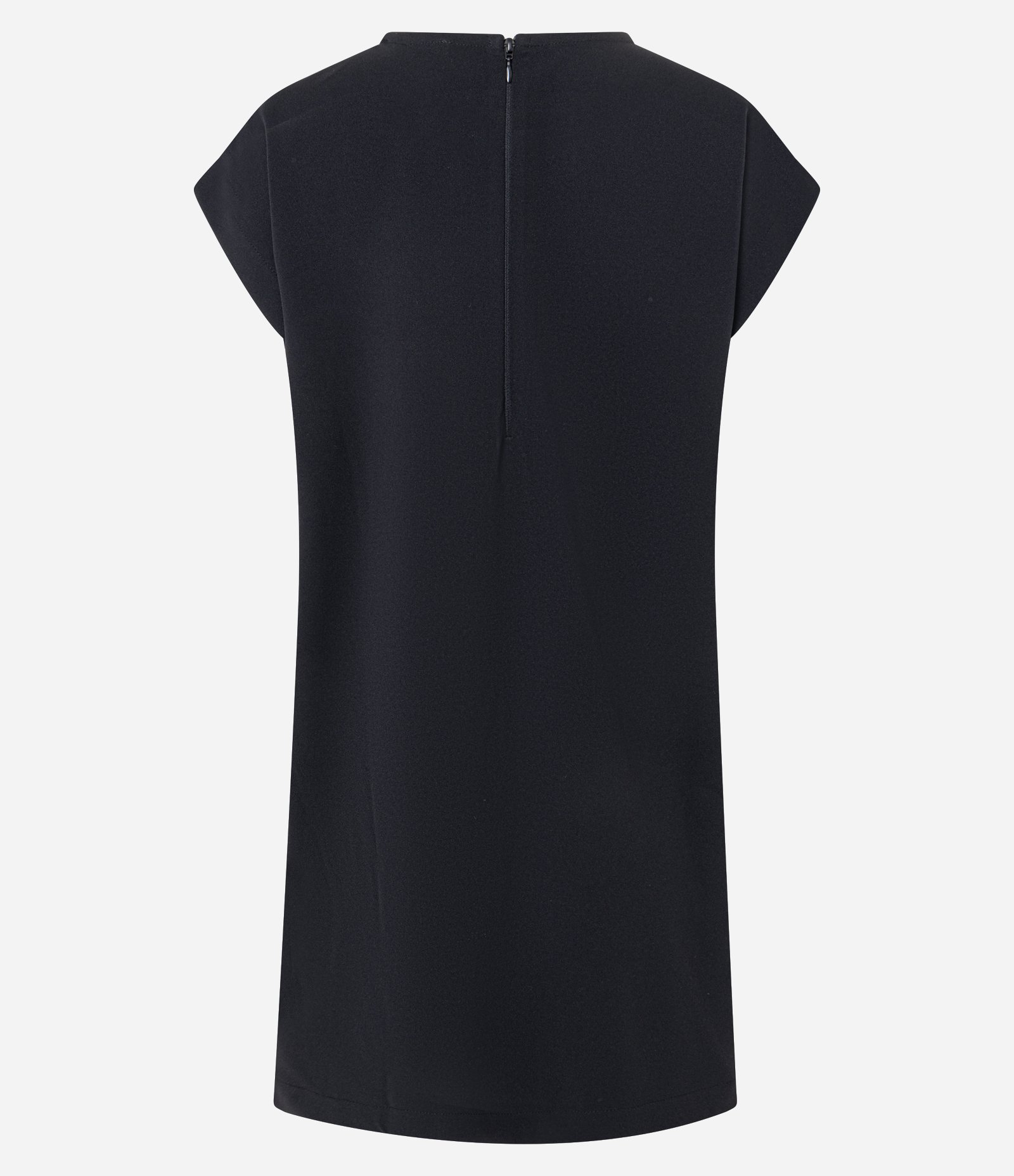 Vestido Curto em Crepe com Prega no Ombto Preto 2