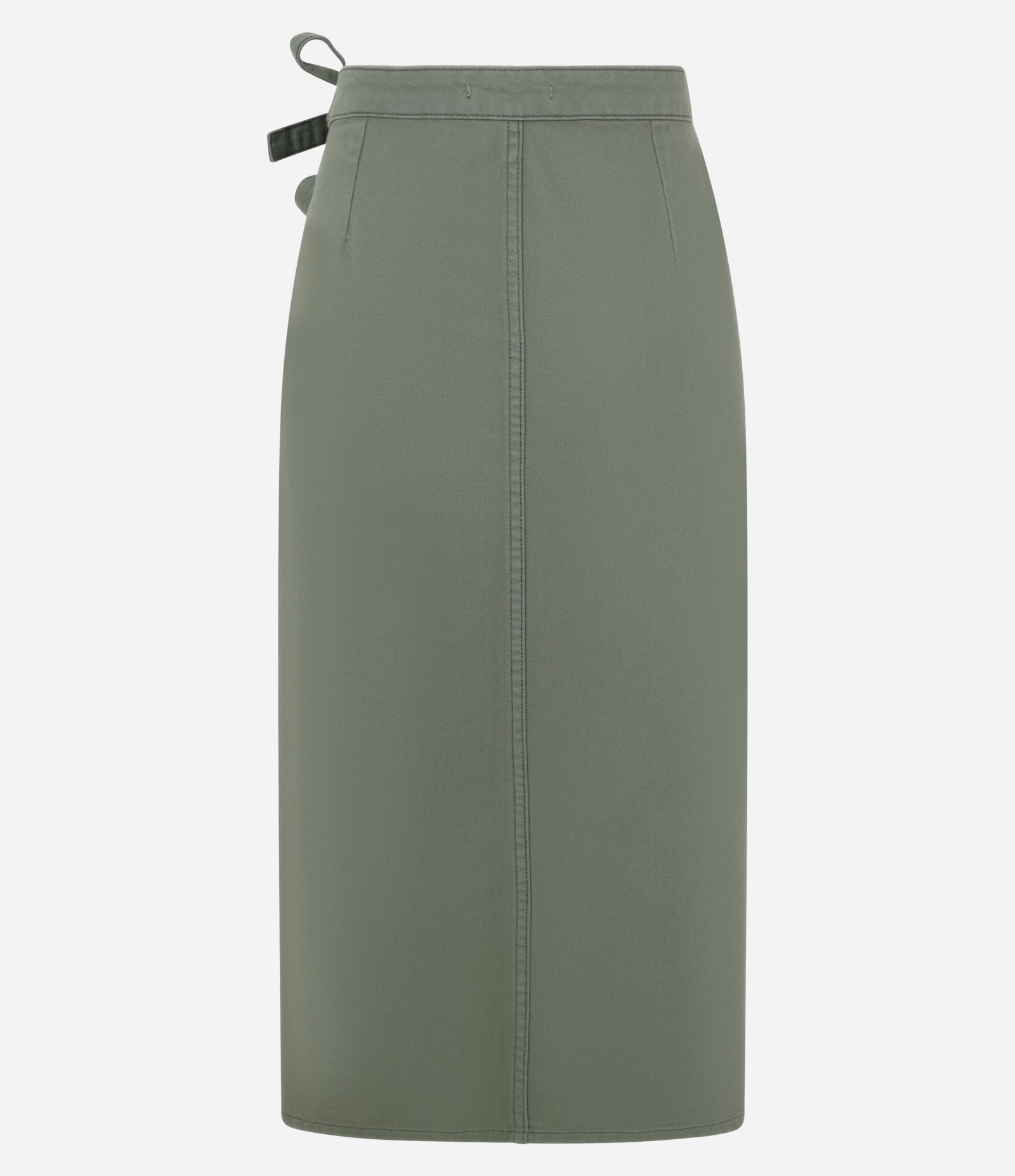 Saia Midi em Sarja Cruzada com Cintos de Amarração na Lateral Verde 6