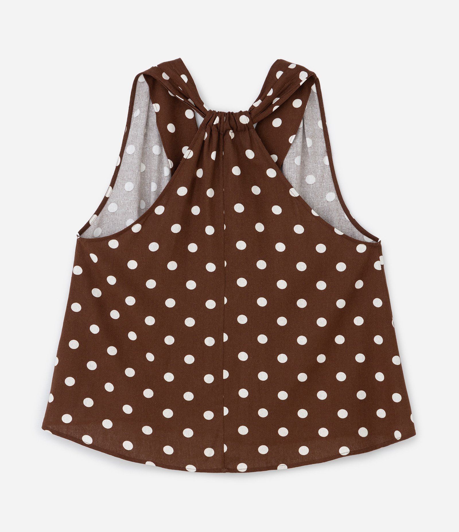 Regata em Viscolinho com Estampa Poá Curve & Plus Size Marrom 6