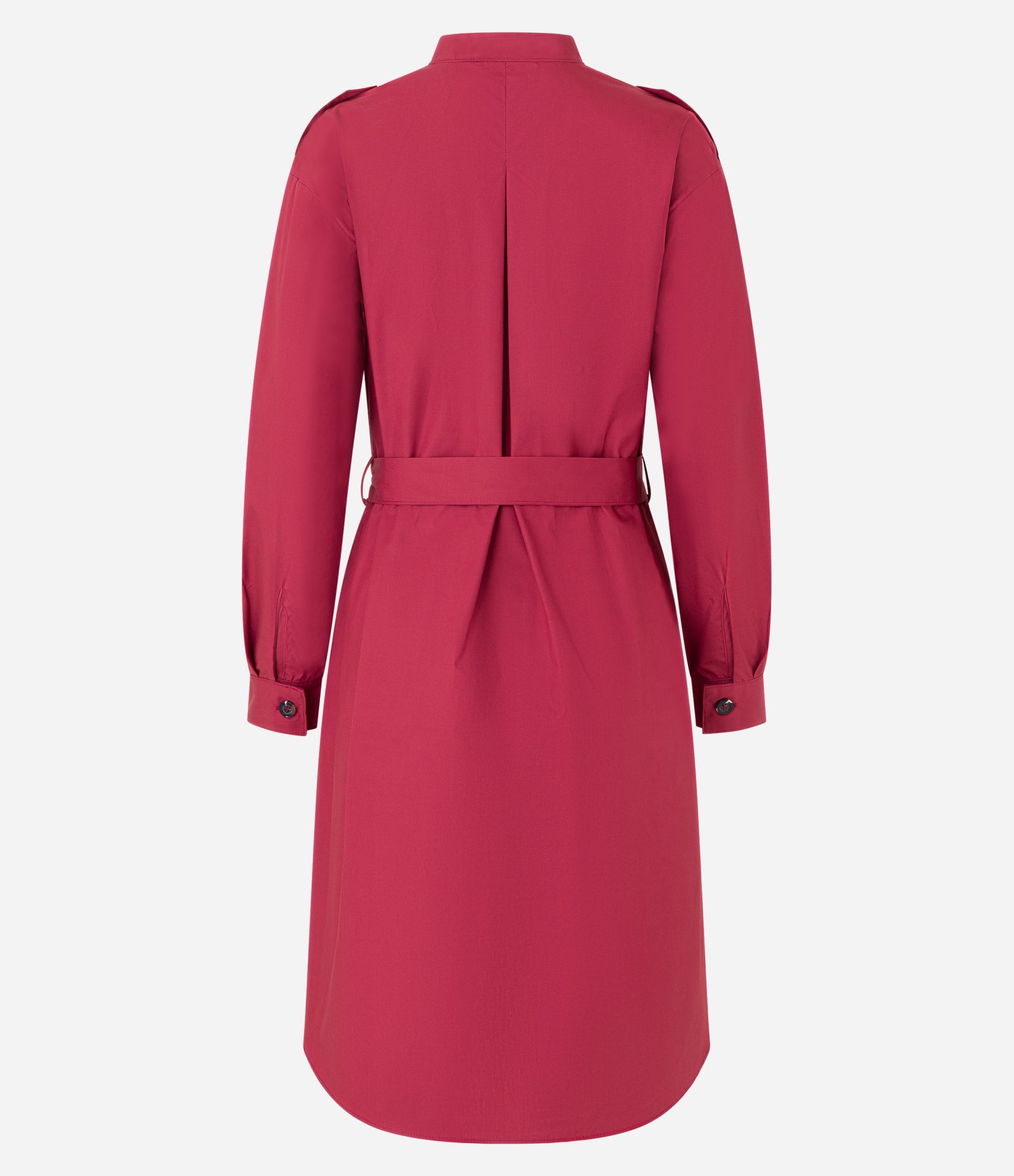 Vestido Curto Chemise com Cinto e Manga Longa Vermelho Cereja 6