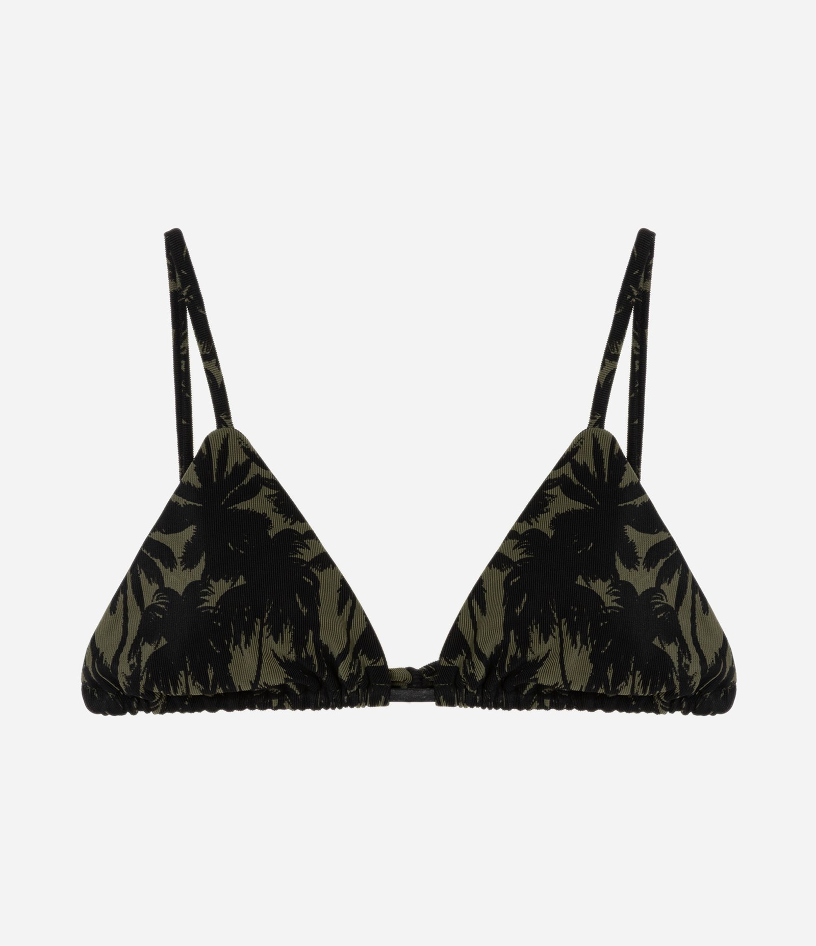 Biquíni Top Cortininha em Microfibra com Estampa de Folhagem Verde 6