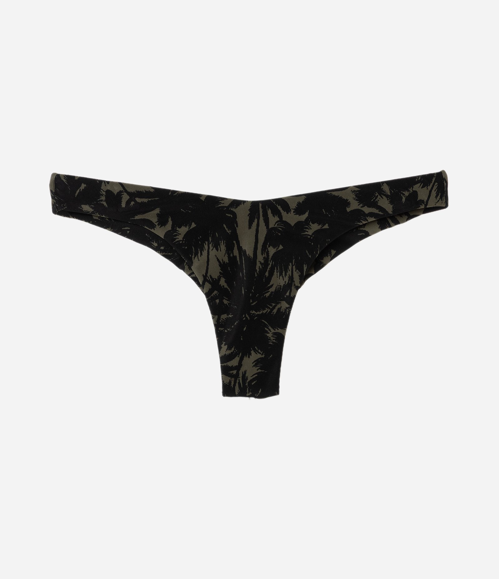 Biquíni Calcinha Asa Delta em Microfibra com Estampa de Folhagem Verde/Preto 6