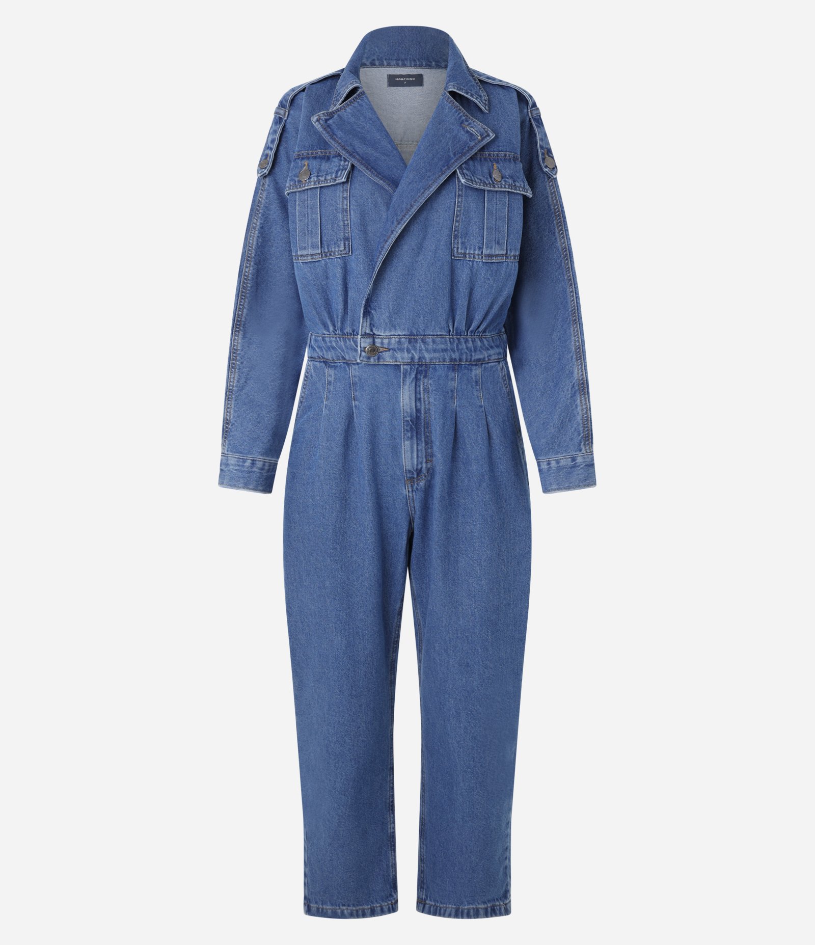 Macacão Jeans com Bolsos e Aletas nos Ombros Azul 6