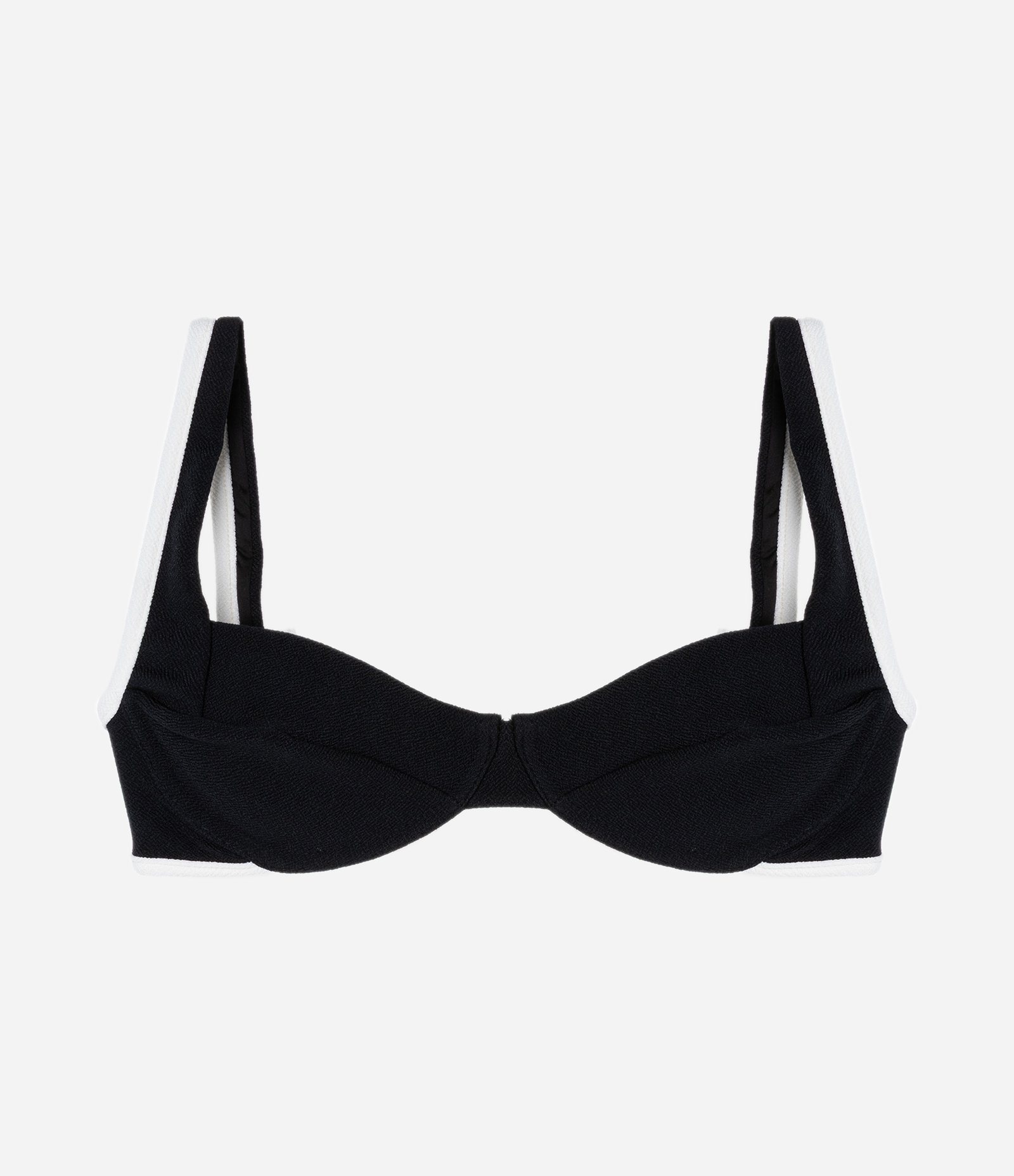 Biquíni Top Meia Taça em Microfibra Texturizada com Detalhe Contrastante Preto 5