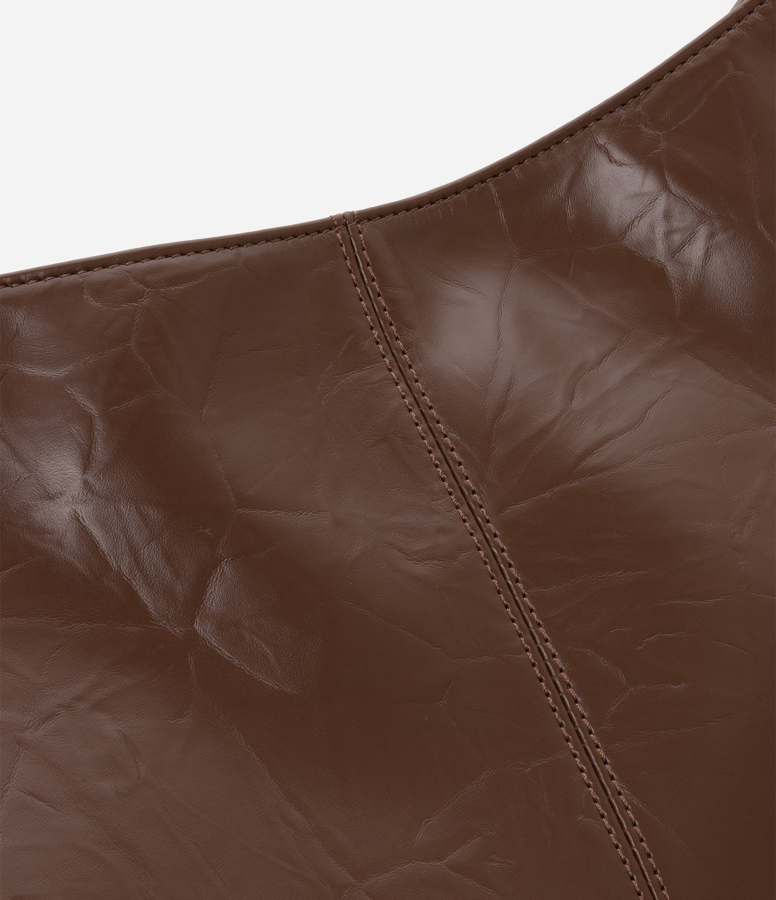 Bolsa Hobo Grande com Detalhes de Metal Marrom 5