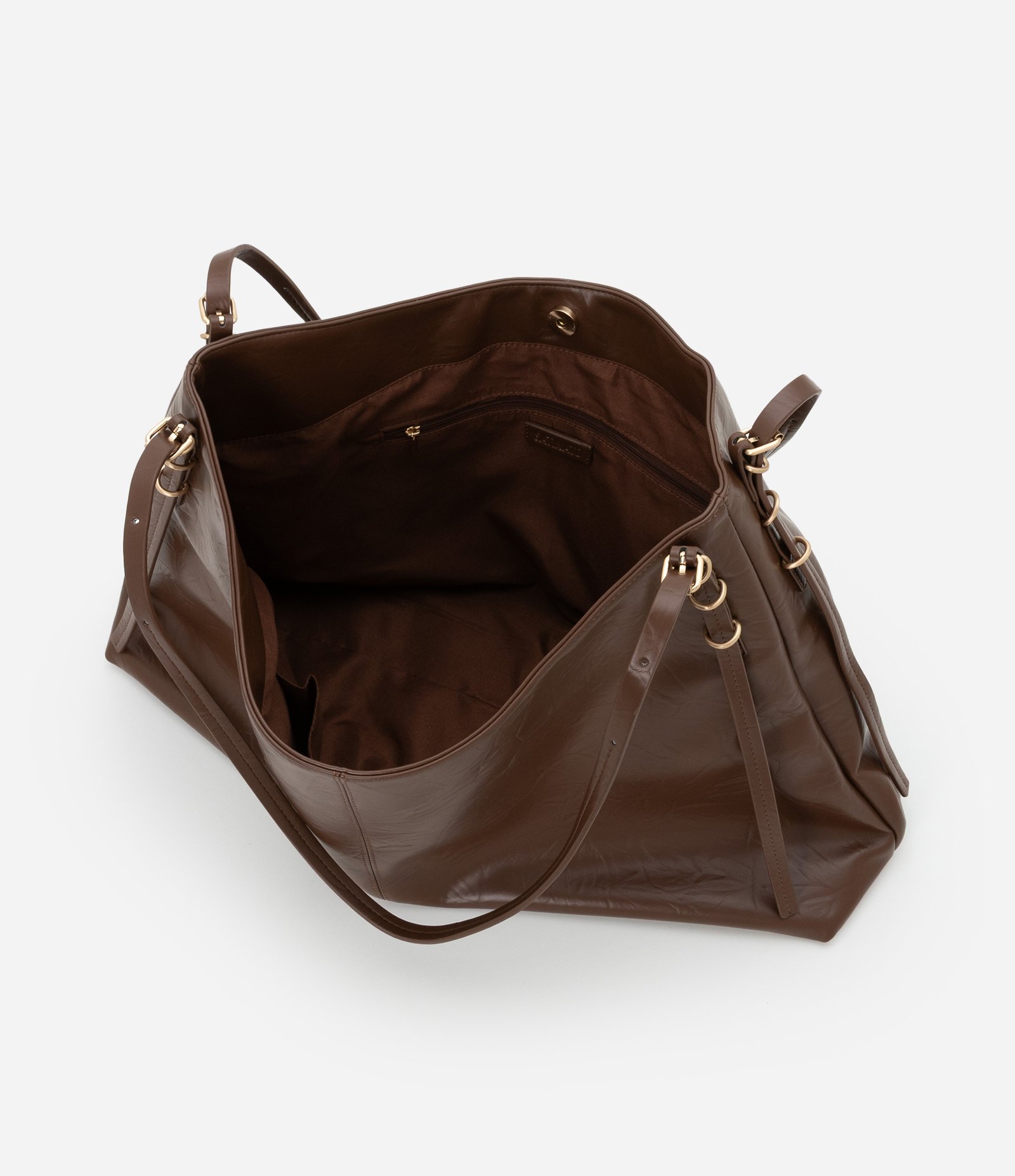 Bolsa Hobo Grande com Detalhes de Metal Marrom 6