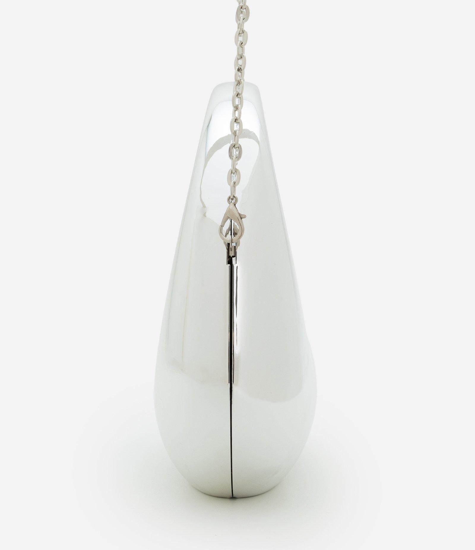 Bolsa Clutch Pequena Estruturada com Alça de Corrente Prata 2