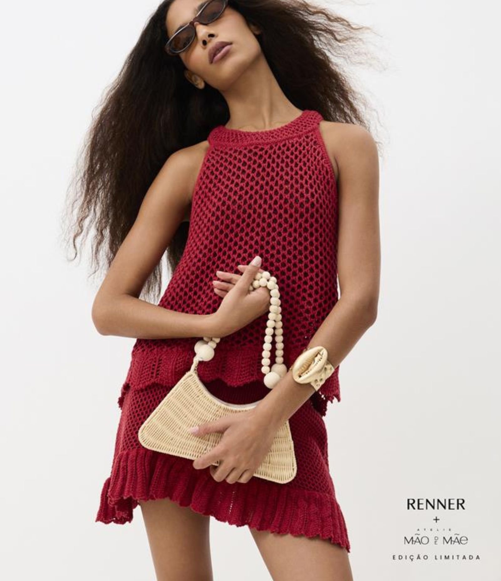 Bolsas Baguete em Palha com Alça Dupla de Bolinhas Bege 1