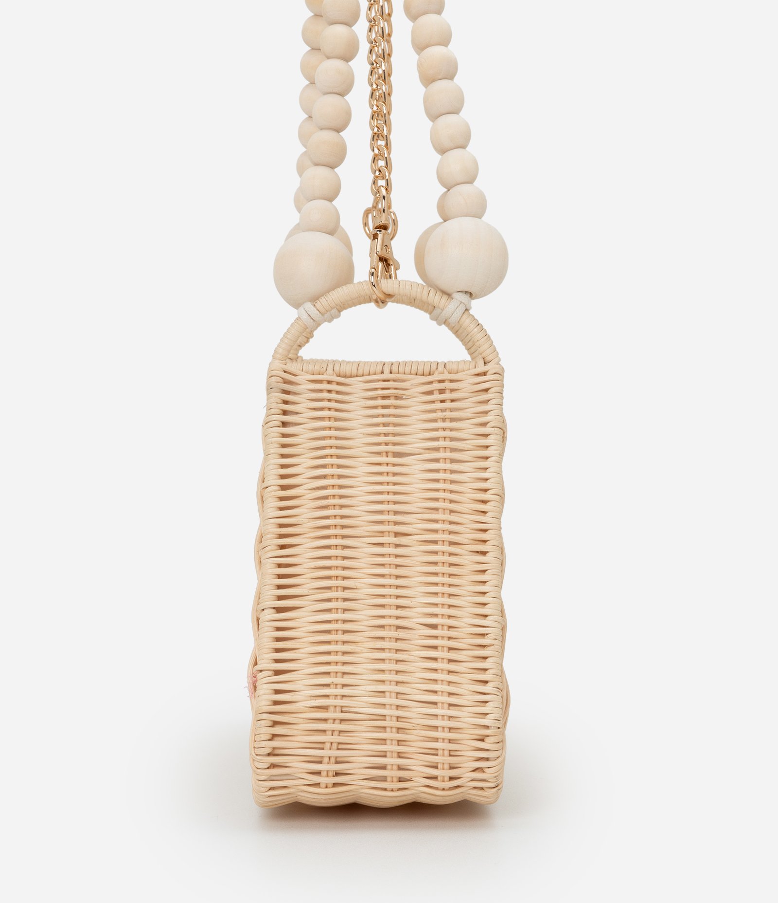 Bolsas Baguete em Palha com Alça Dupla de Bolinhas Bege 4