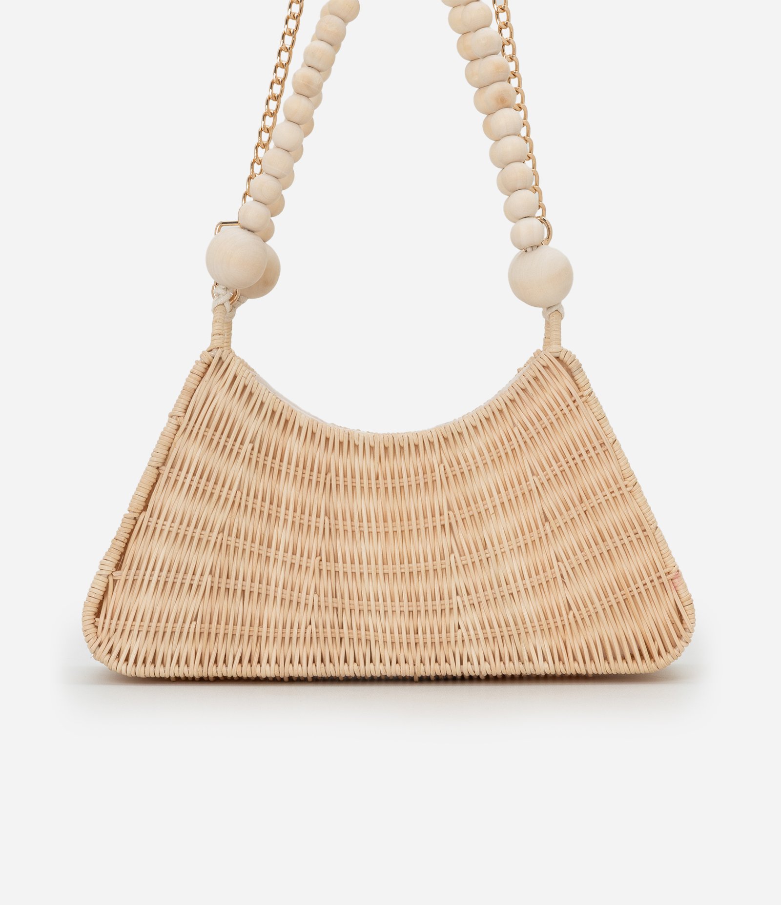 Bolsas Baguete em Palha com Alça Dupla de Bolinhas Bege 5