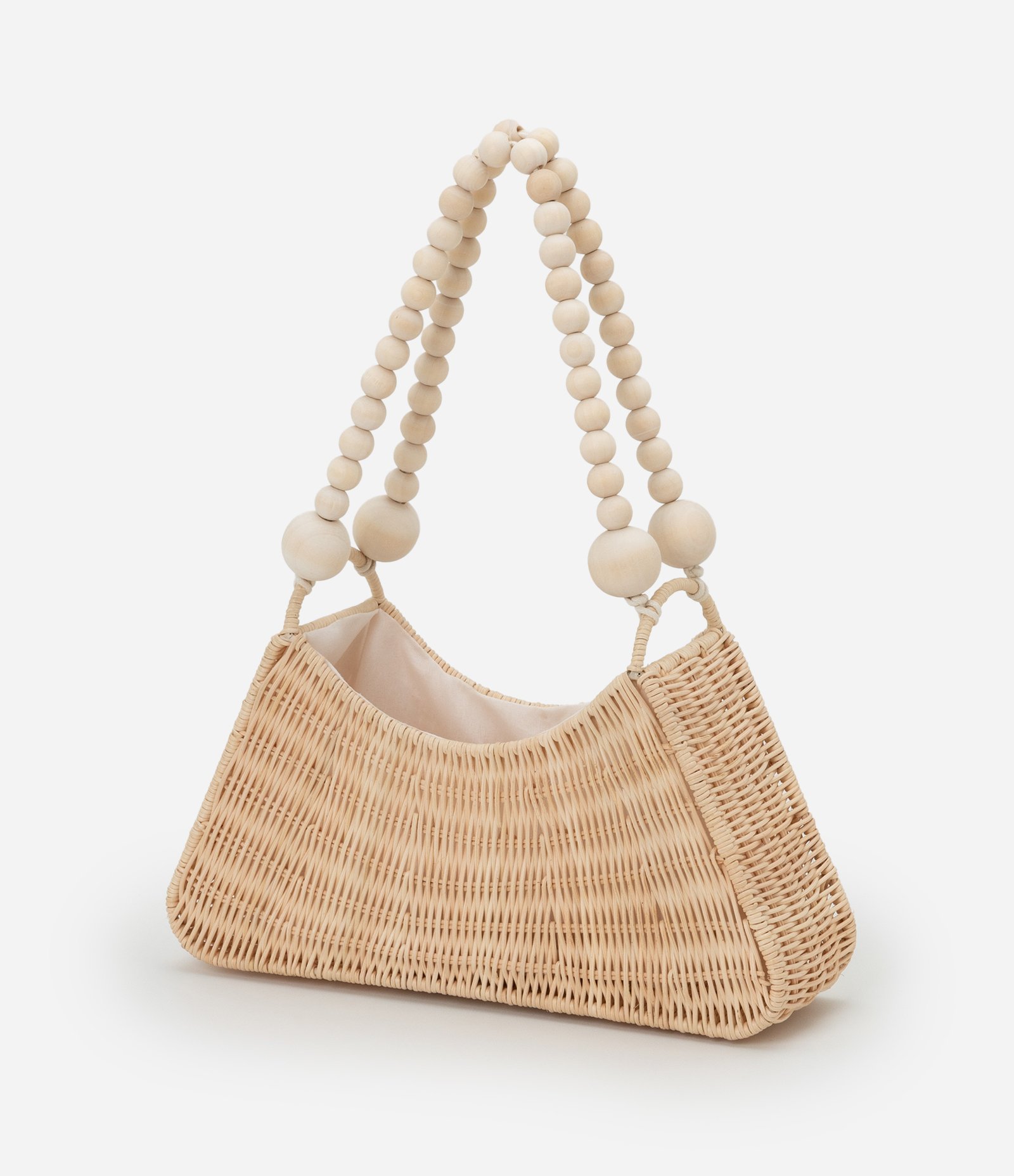 Bolsas Baguete em Palha com Alça Dupla de Bolinhas Bege 6