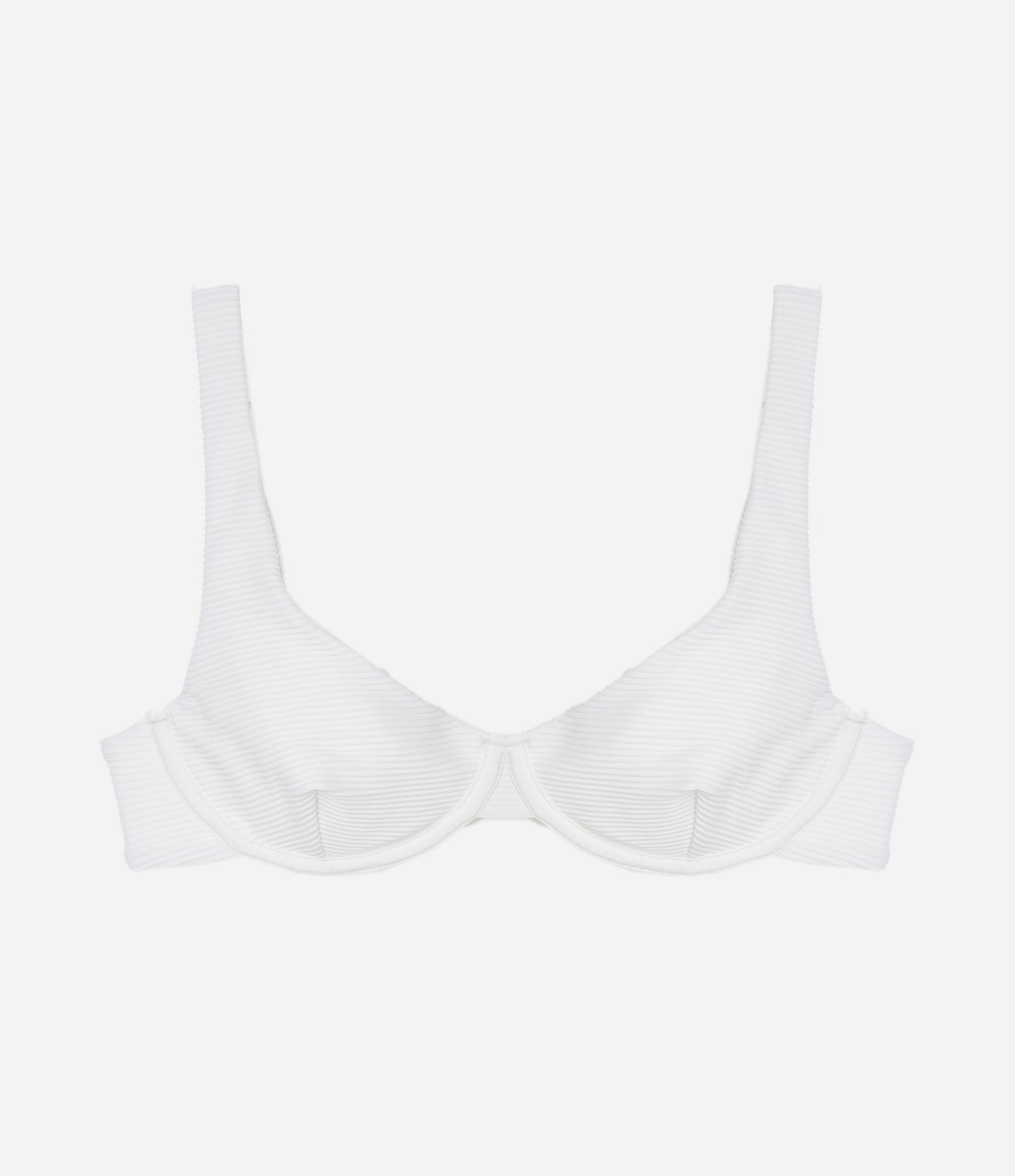 Biquíni Top Meia Taça Alongado em Microfibra Canelada Branco 5