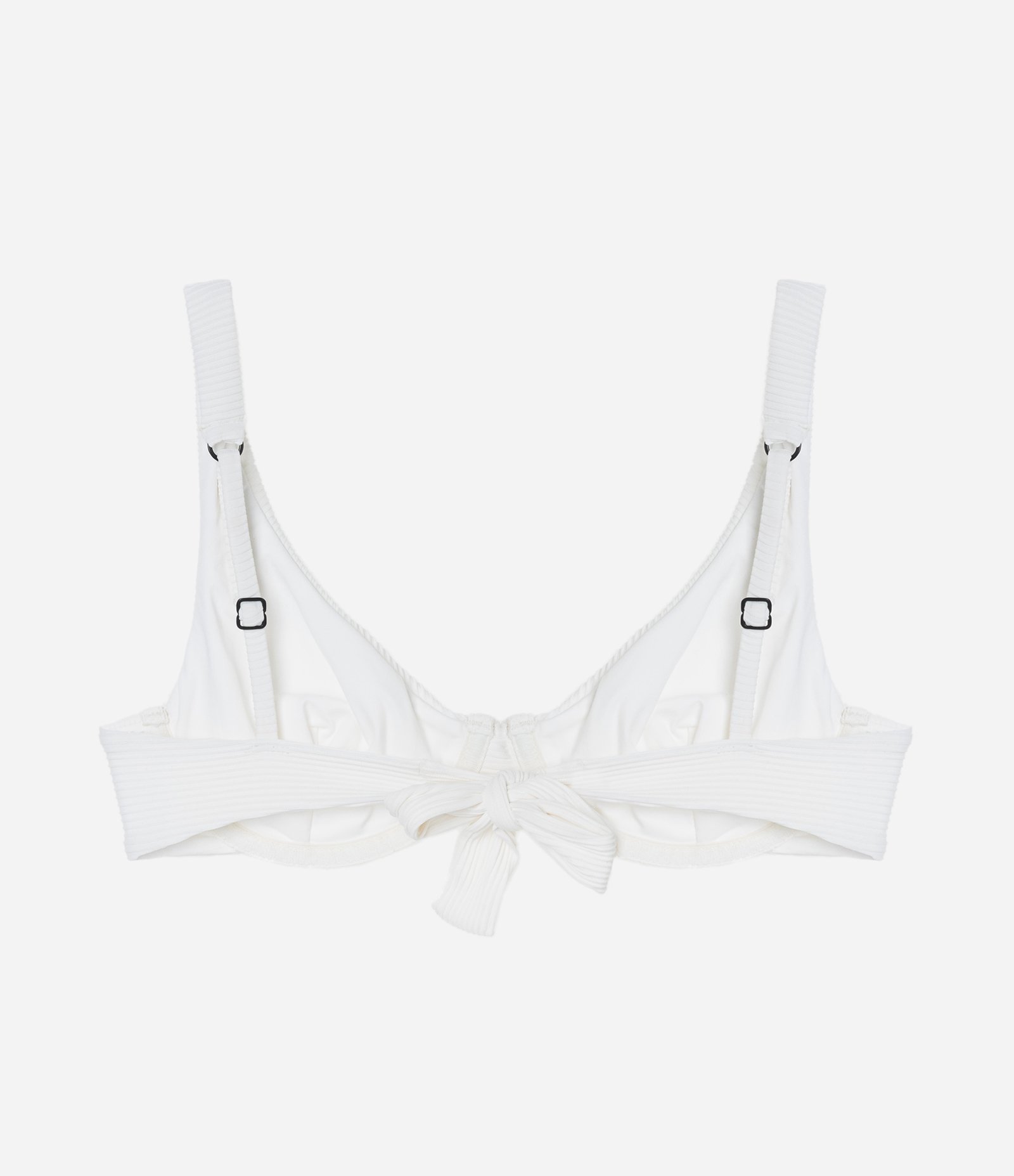Biquíni Top Meia Taça Alongado em Microfibra Canelada Branco 6