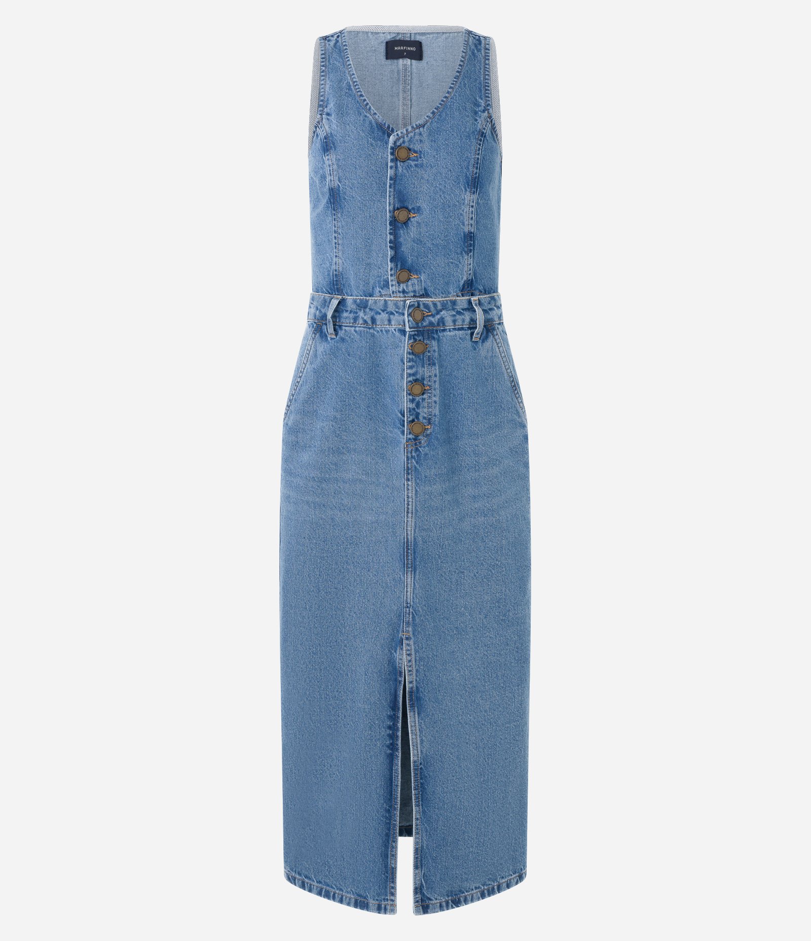 Vestido Midi em Jeans com Partes Removíveis Azul 5