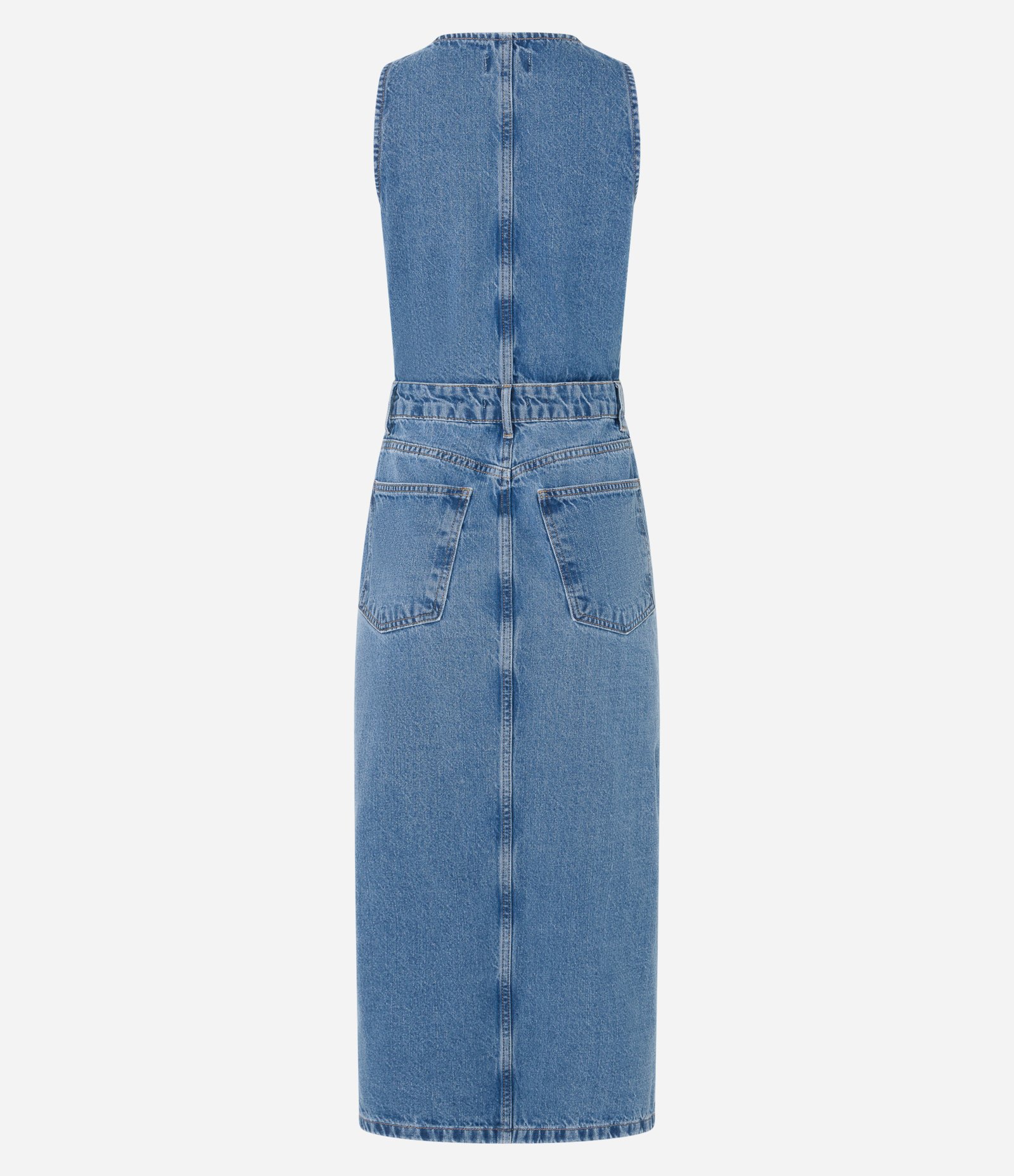 Vestido Midi em Jeans com Partes Removíveis Azul 6