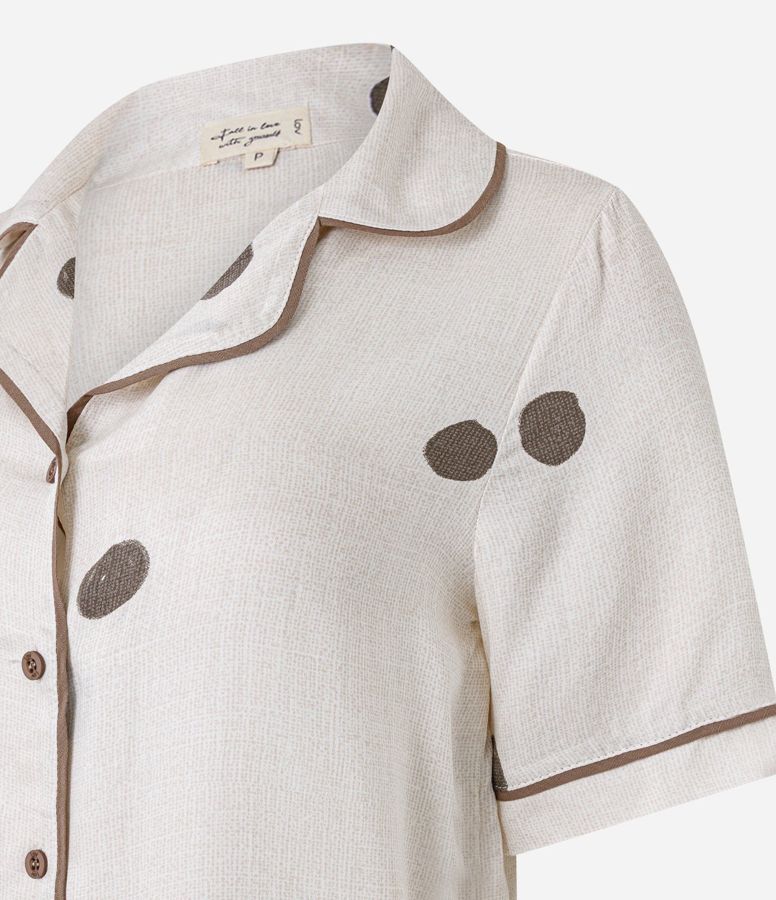 Pijama Americano Capri em Viscose Poá Diferenciada Bege 5