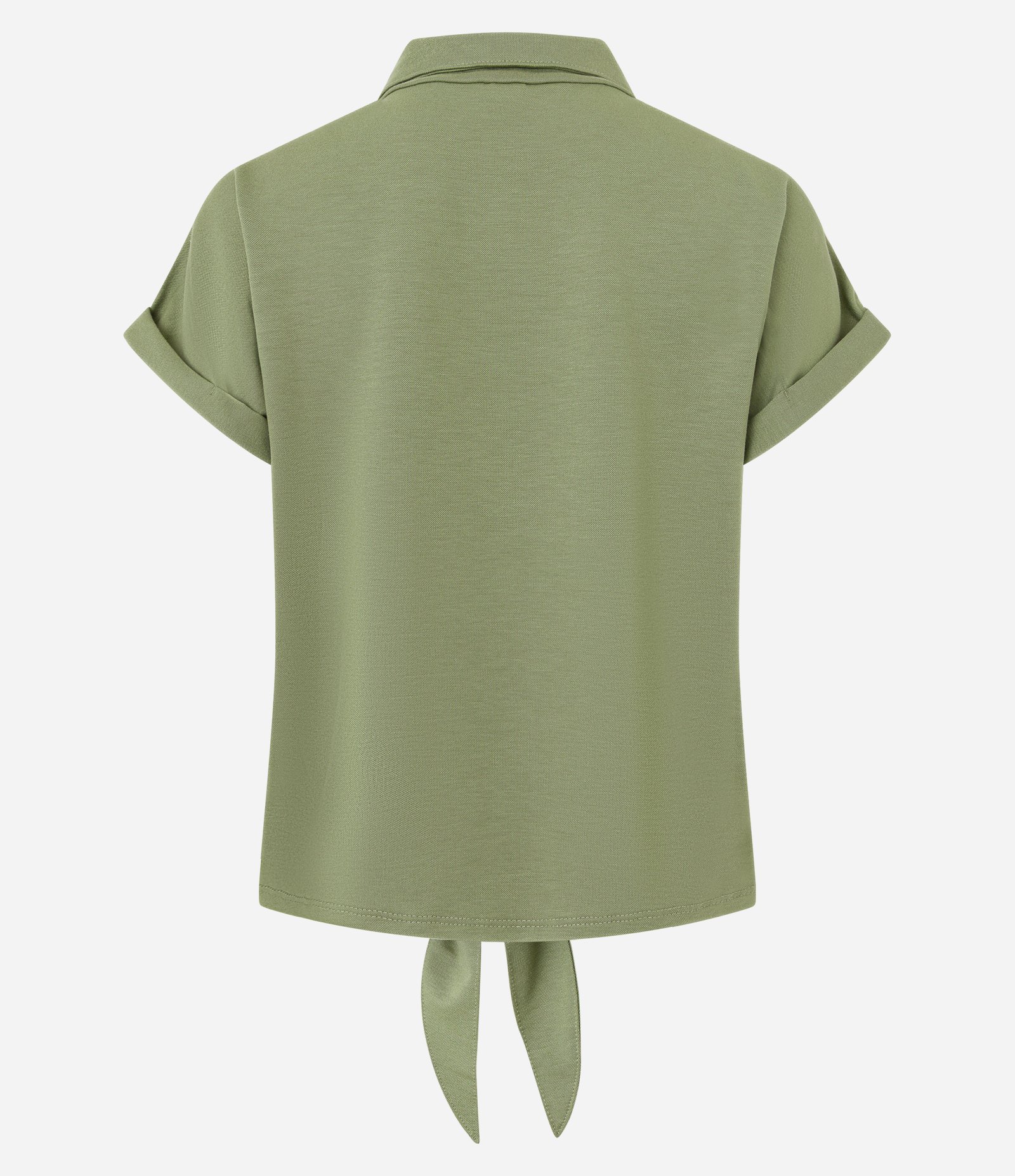 Blusa Texturizada em Viscose com Botões e Amarração Verde 2