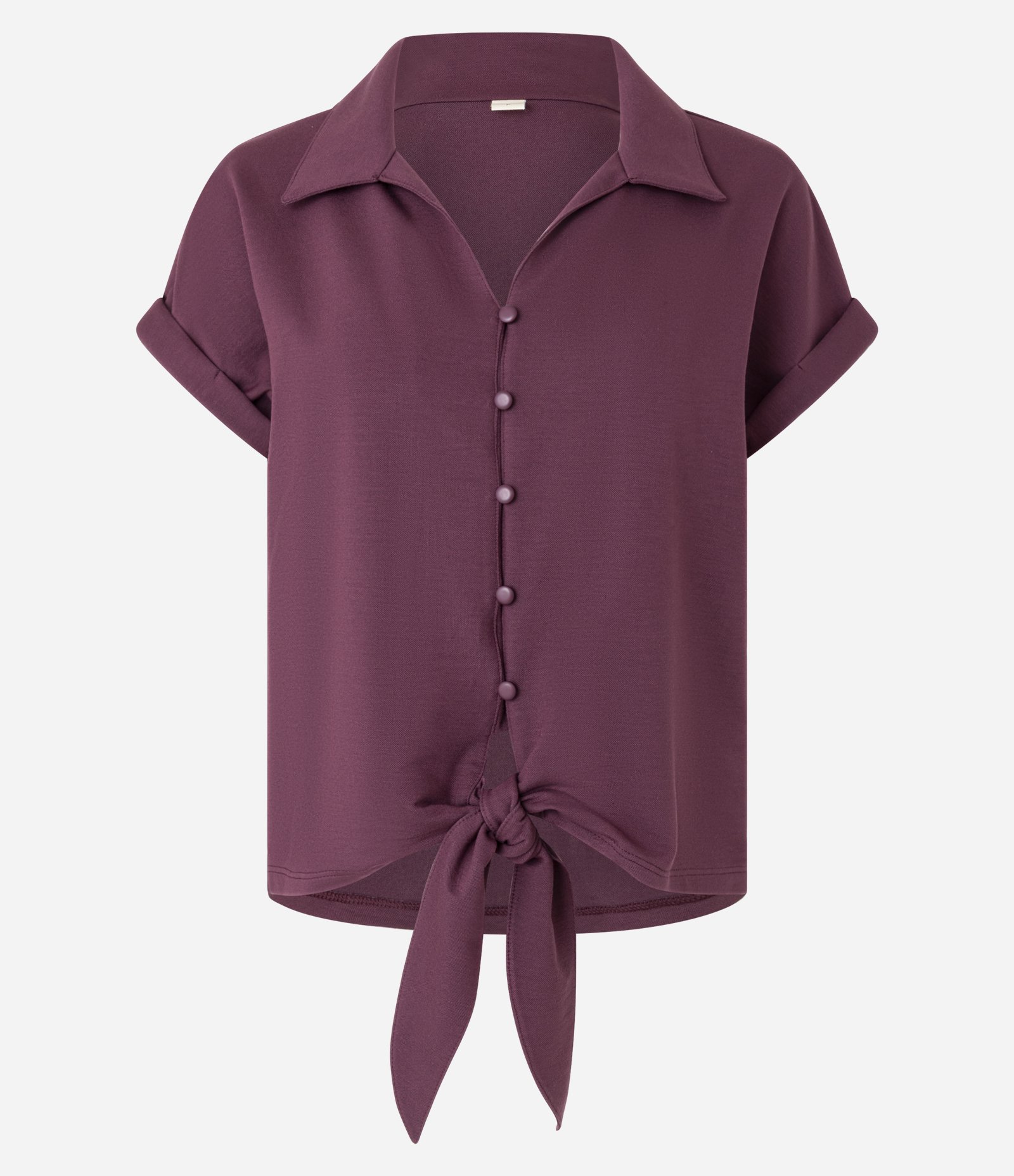Blusa Texturizada em Viscose com Botões e Amarração Vinho 5