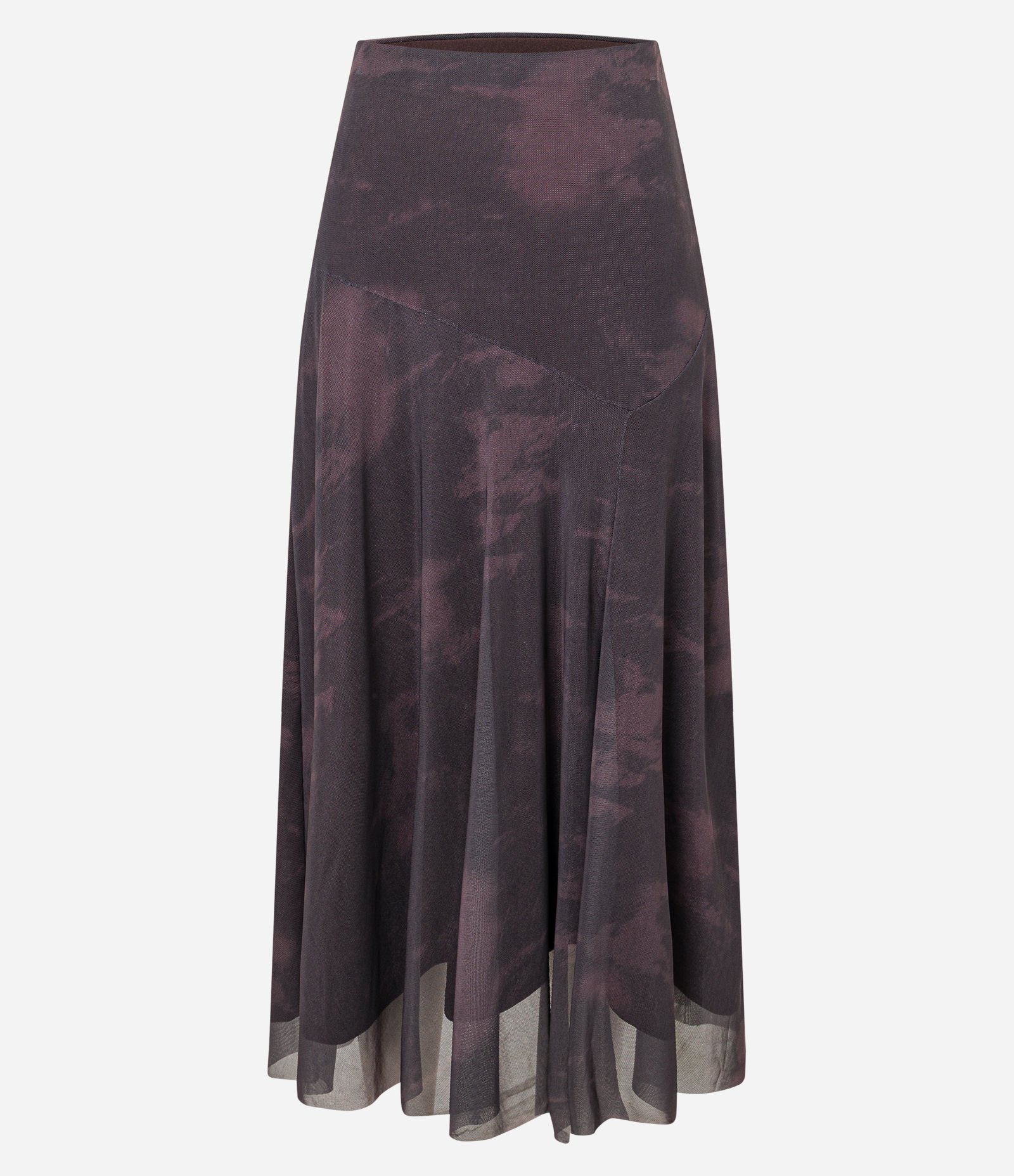 Saia Midi em Tule com Estampa Manchadinha e Barra Assimétrica Cinza 7