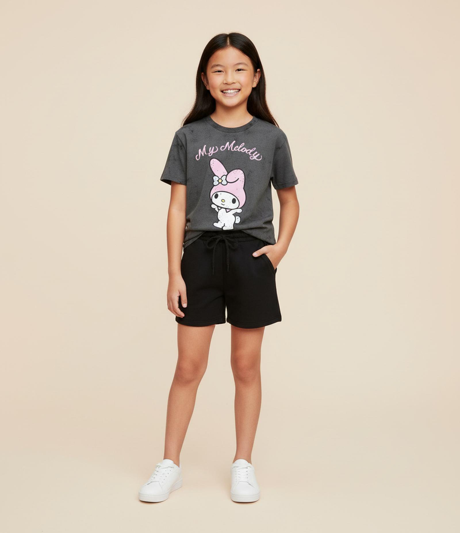 Camiseta Oversized Infantil Marmorizada My Melody - Tam 5 a 14 Anos Cinza 1