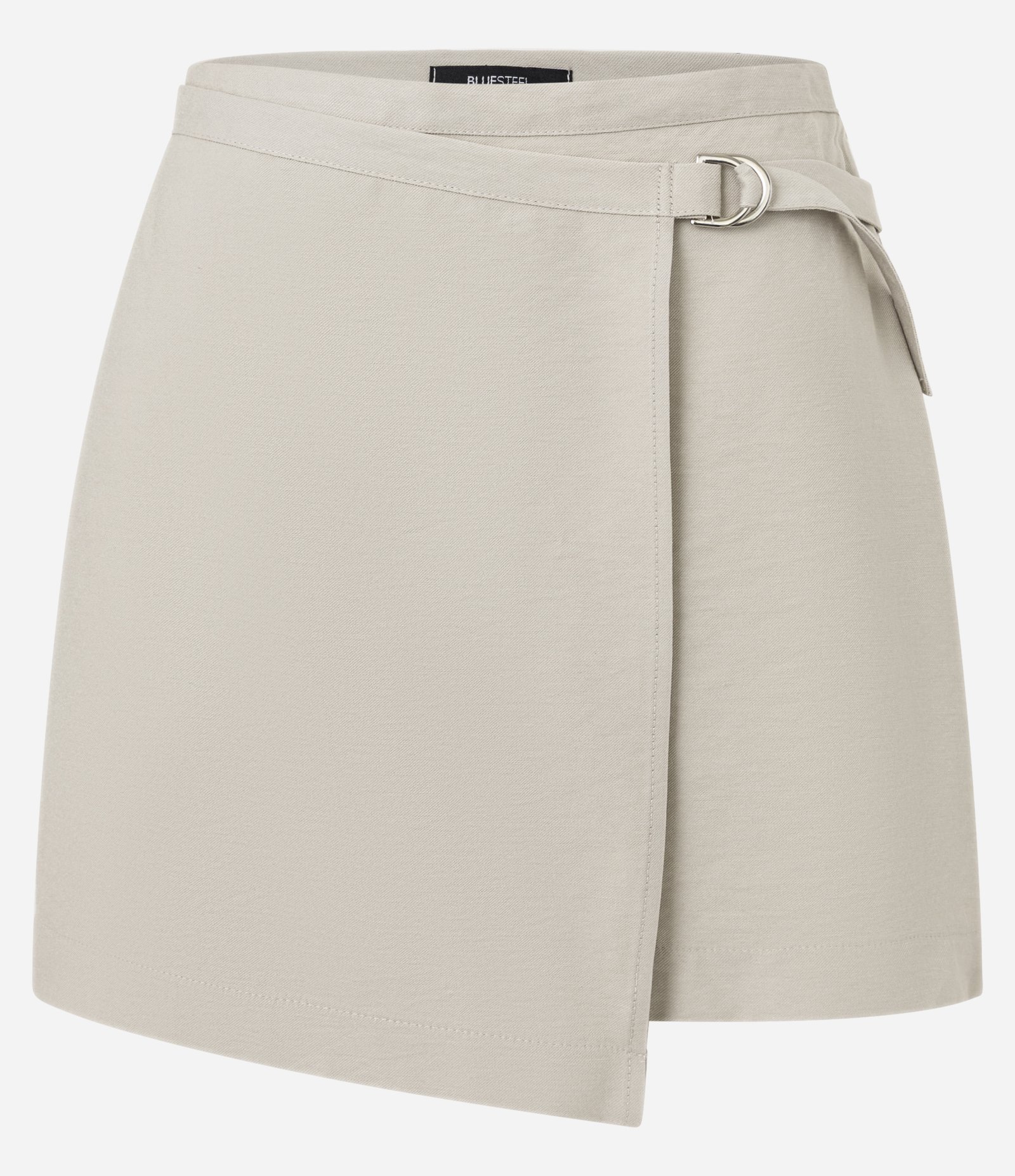 Saia Curta em Viscose Transpassada com Fivela Lateral Bege 5
