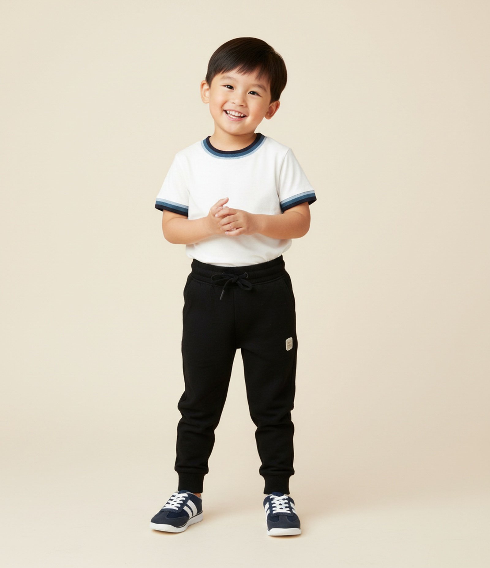 Camiseta Infantil com Viés Contrastante em RIbana - Tam 1 a 6 Anos Branco 1