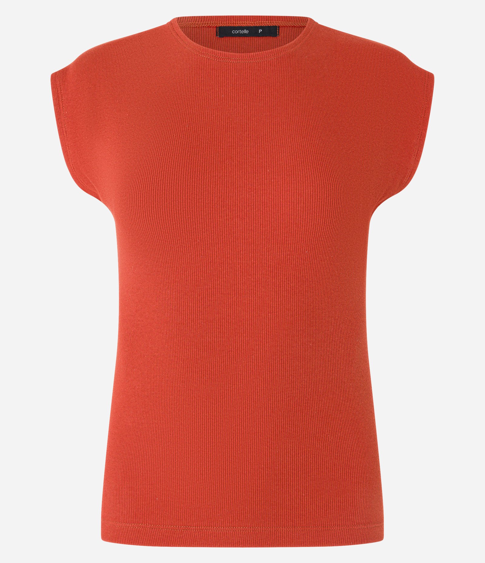 Blusa Canelada em Ribana com Manga Sem Cava Terracota 5