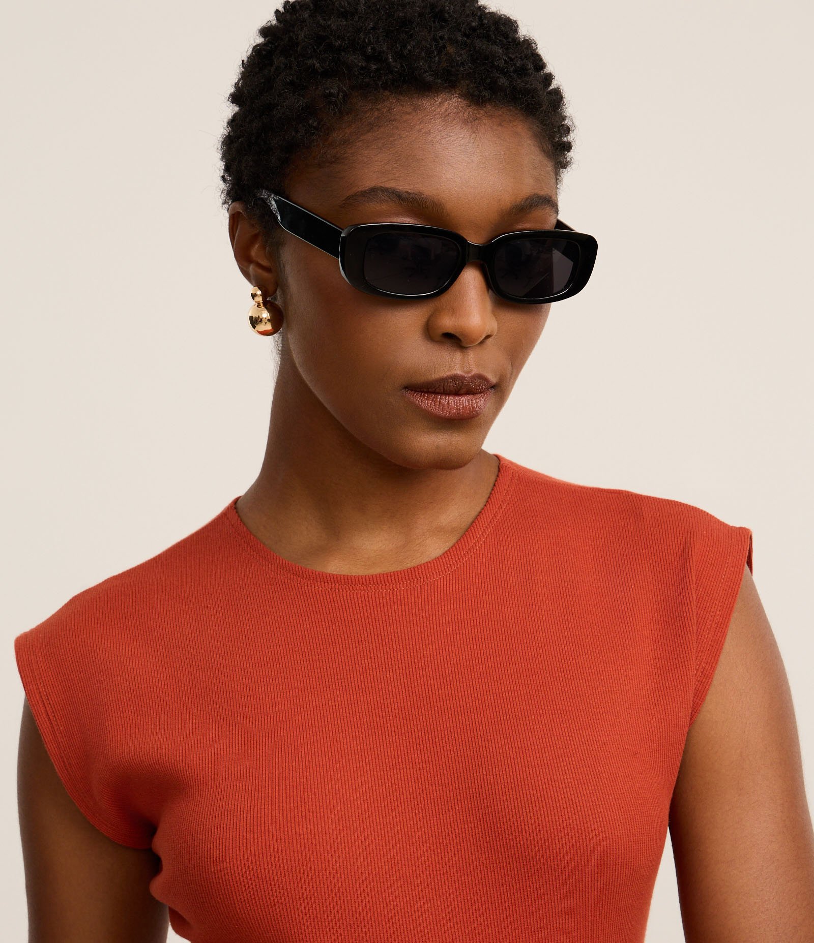 Blusa Canelada em Ribana com Manga Sem Cava Terracota 4