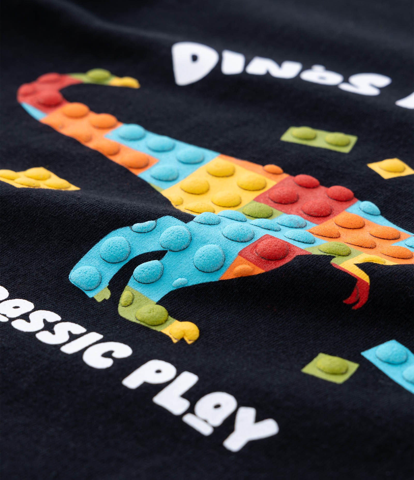Camiseta Infantil com Estampa Dino Blocos de Montar - Tam 1 a 6 Anos Preto 5